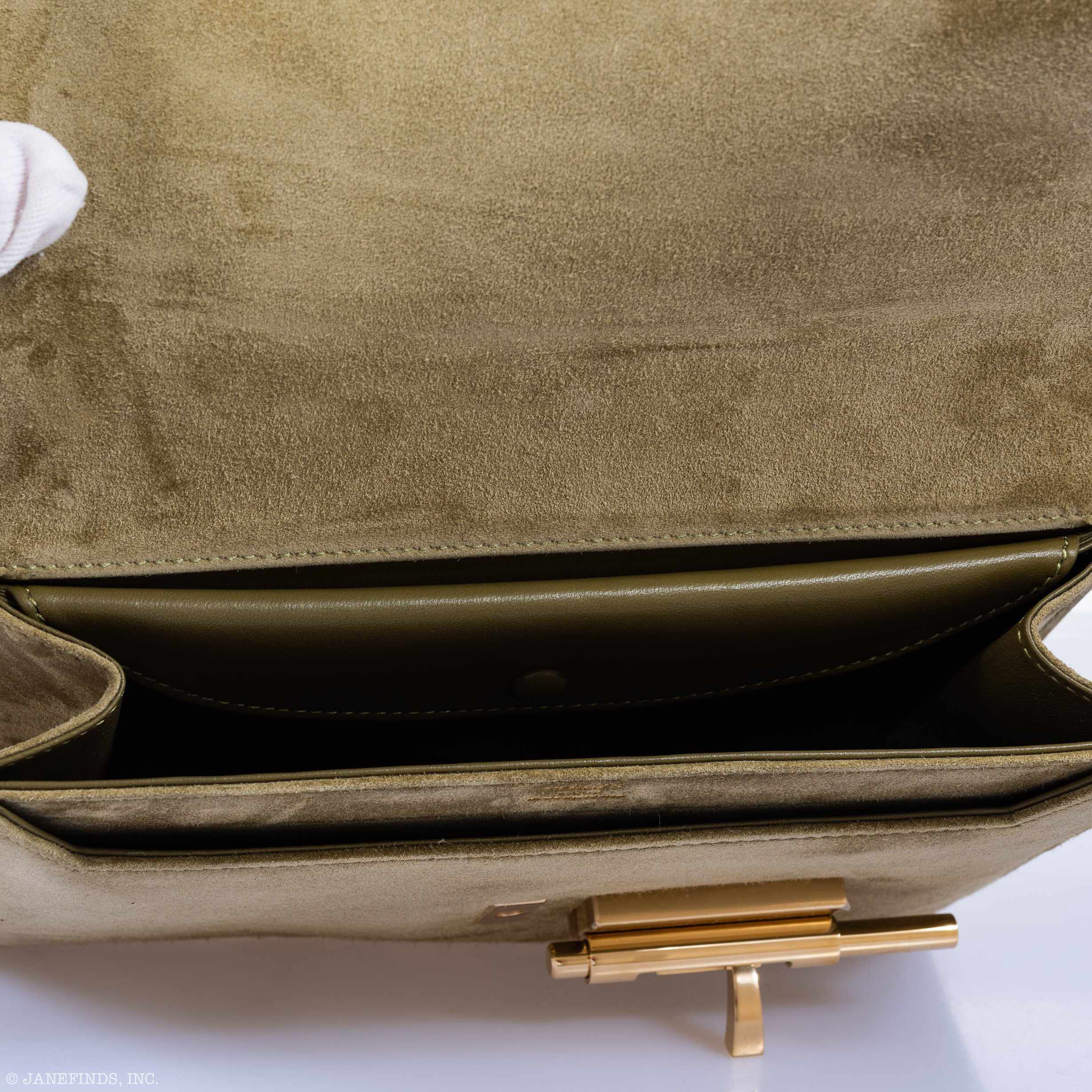 Hermès Verrou Vert Olive Veau Doblis Suede Gold Hardware