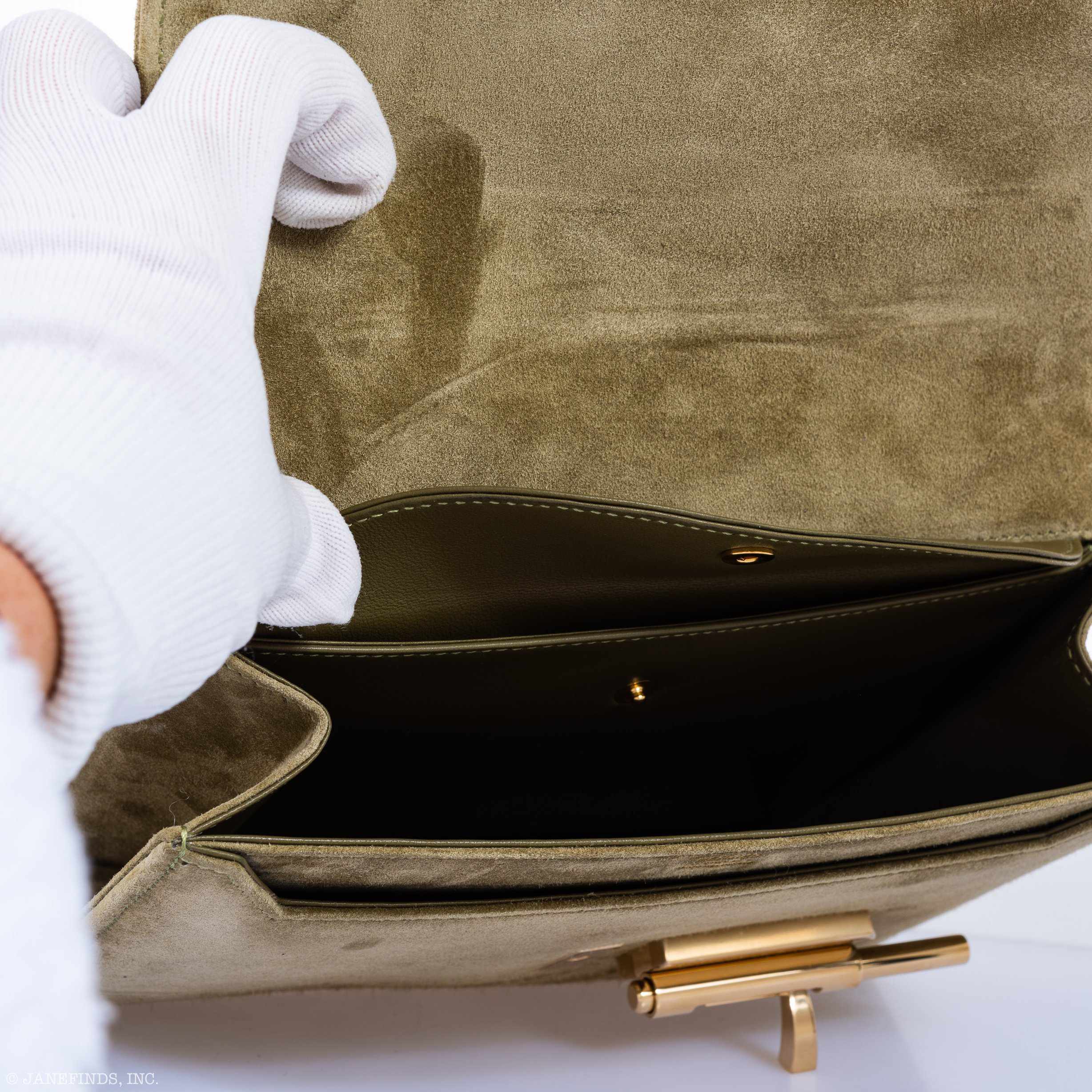 Hermès Verrou Vert Olive Veau Doblis Suede Gold Hardware