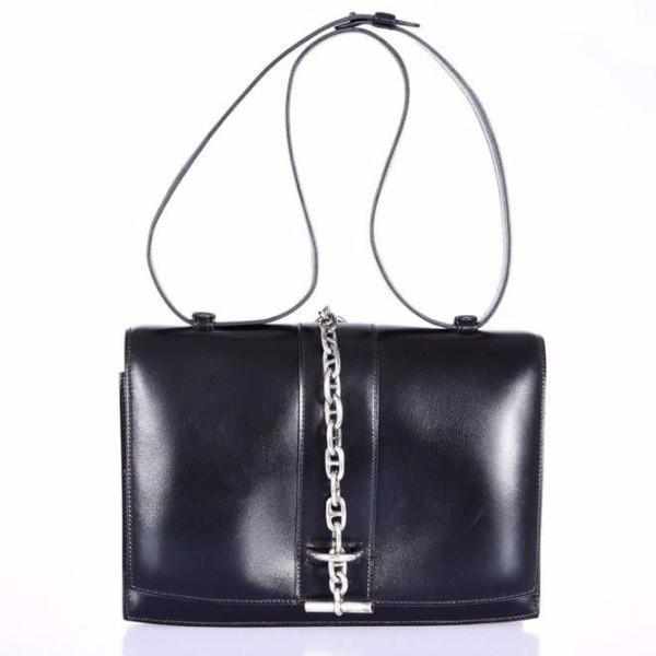 Hermès Vintage Black Bonwit Teller Removable Sterling Silver Chaine D'Ancre Sterling Silver