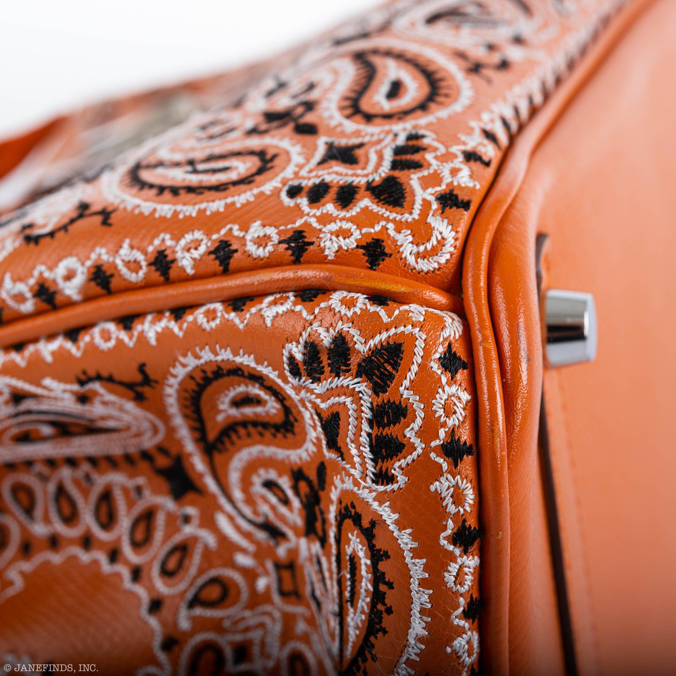 Jay Ahr Vintage 2013 Hermès Birkin 30 Orange Epsom Bandana Embroidery "Rio de Janeiro"