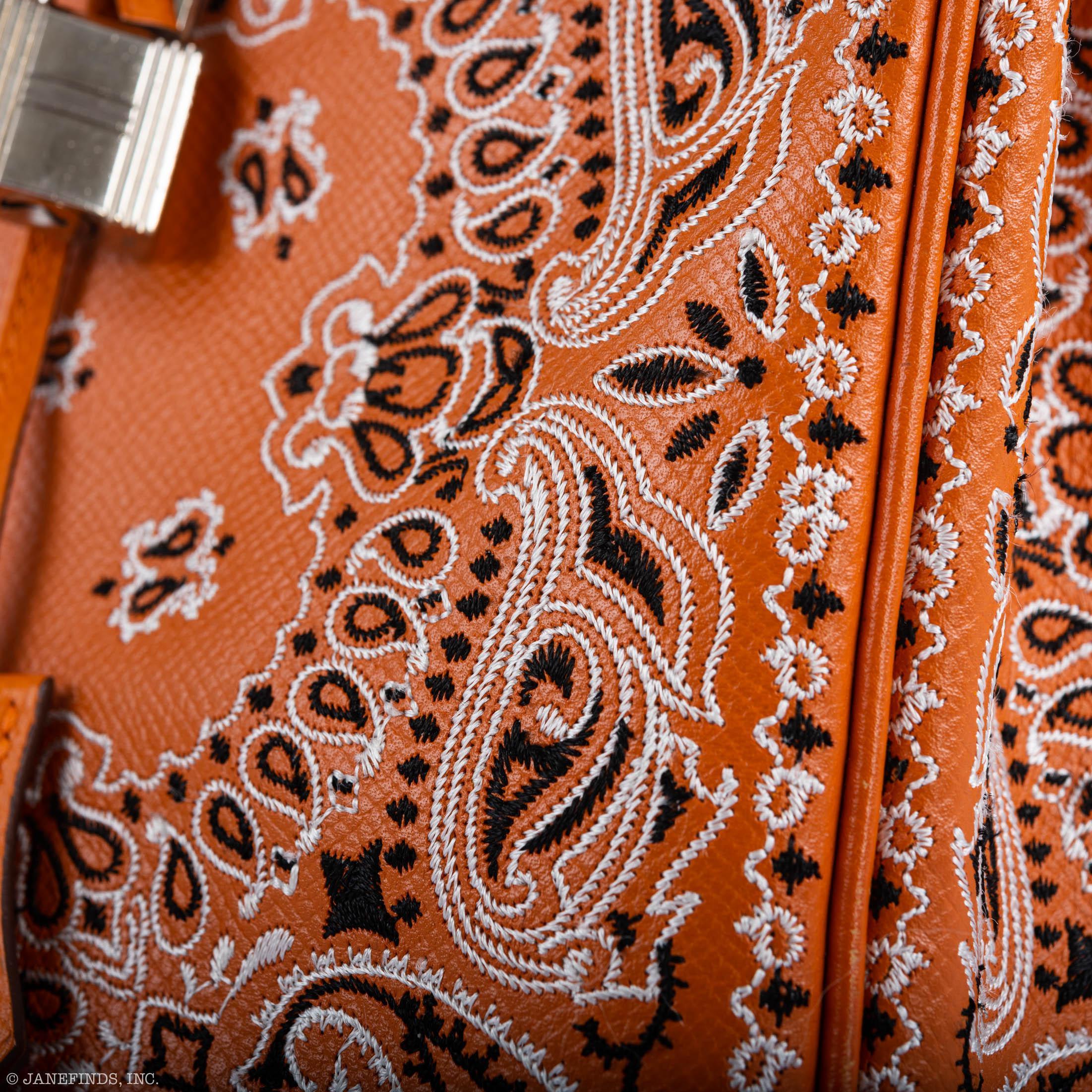 Jay Ahr Vintage 2013 Hermès Birkin 30 Orange Epsom Bandana Embroidery "Rio de Janeiro"
