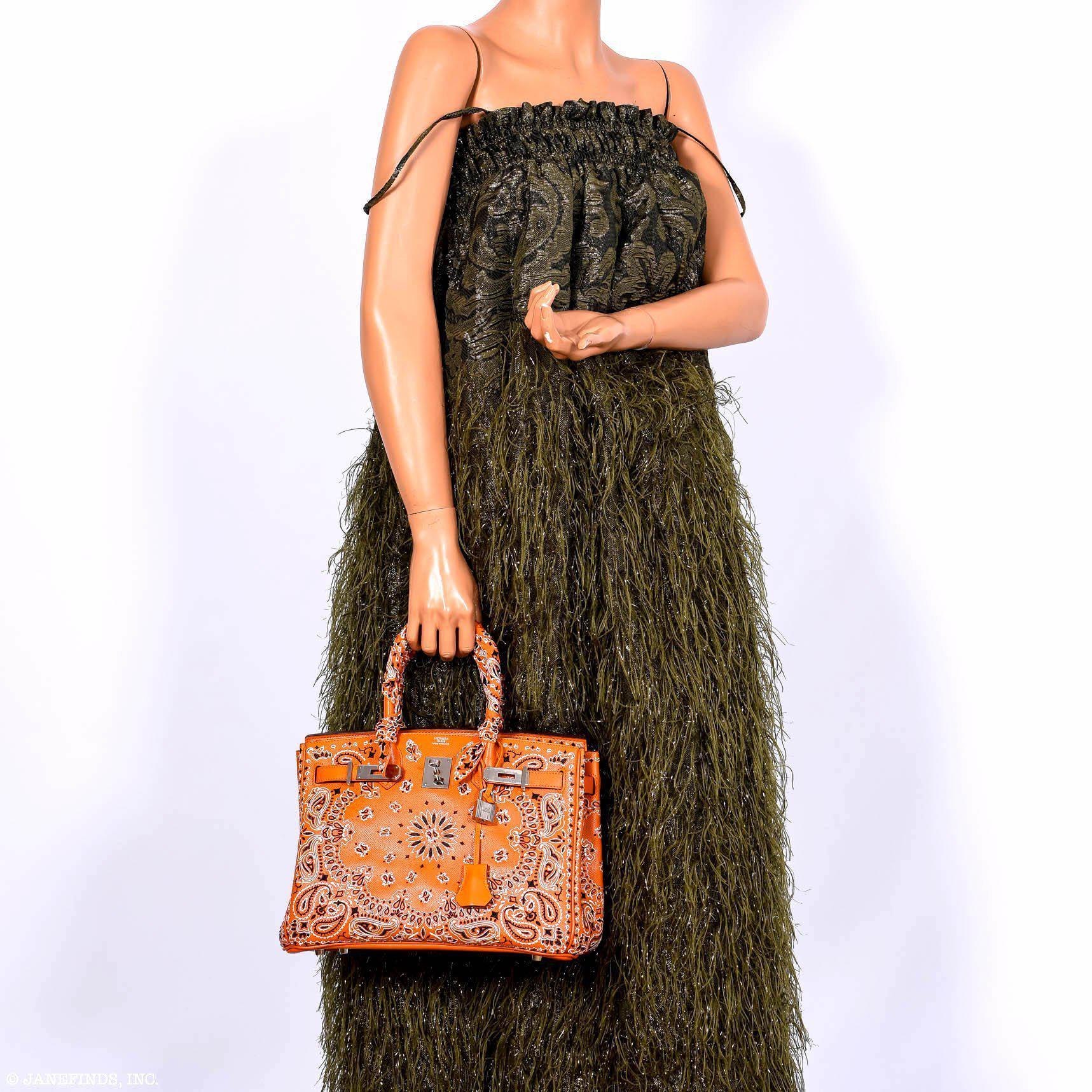 Jay Ahr Vintage 2013 Hermès Birkin 30 Orange Epsom Bandana Embroidery "Rio de Janeiro"