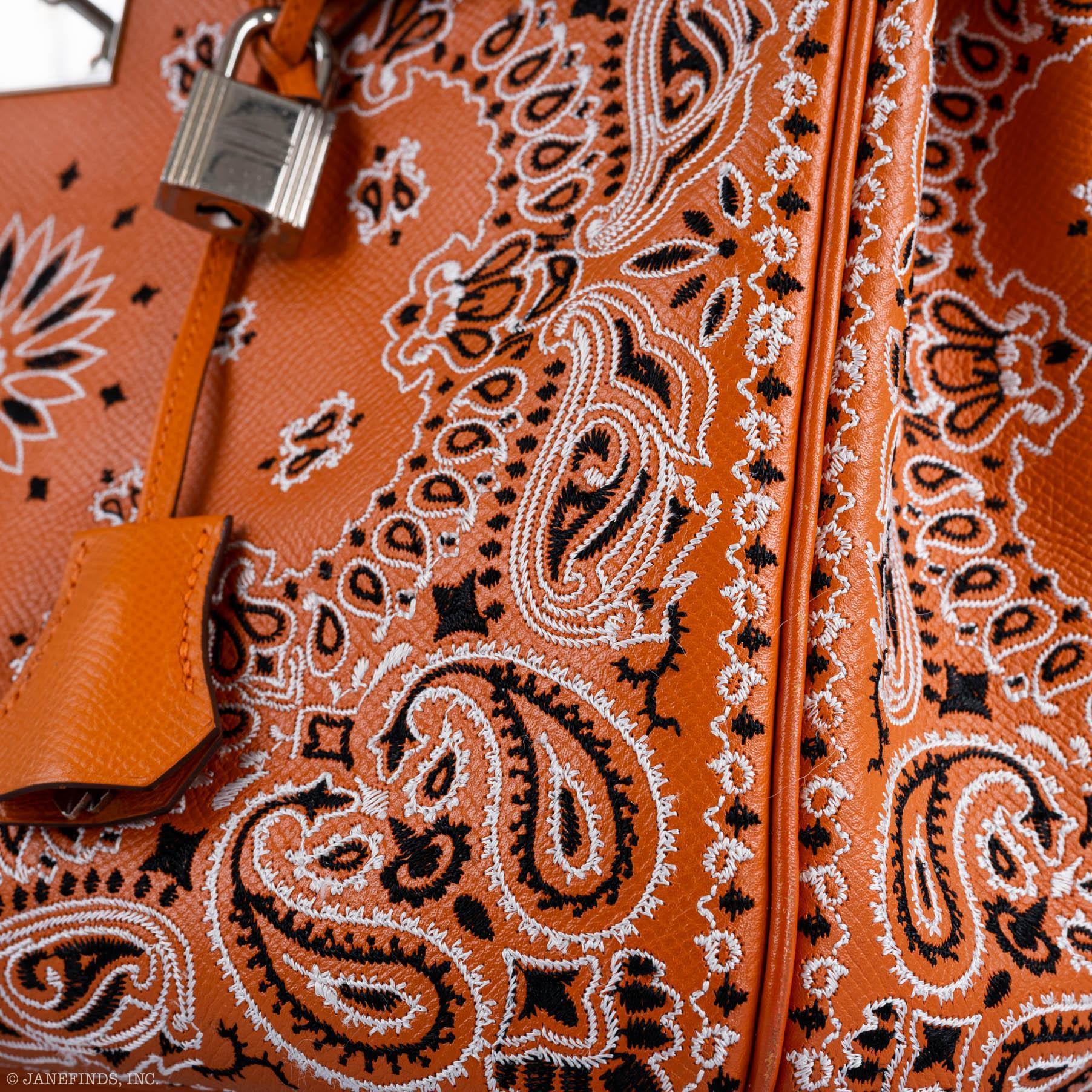 Jay Ahr Vintage 2013 Hermès Birkin 30 Orange Epsom Bandana Embroidery "Rio de Janeiro"