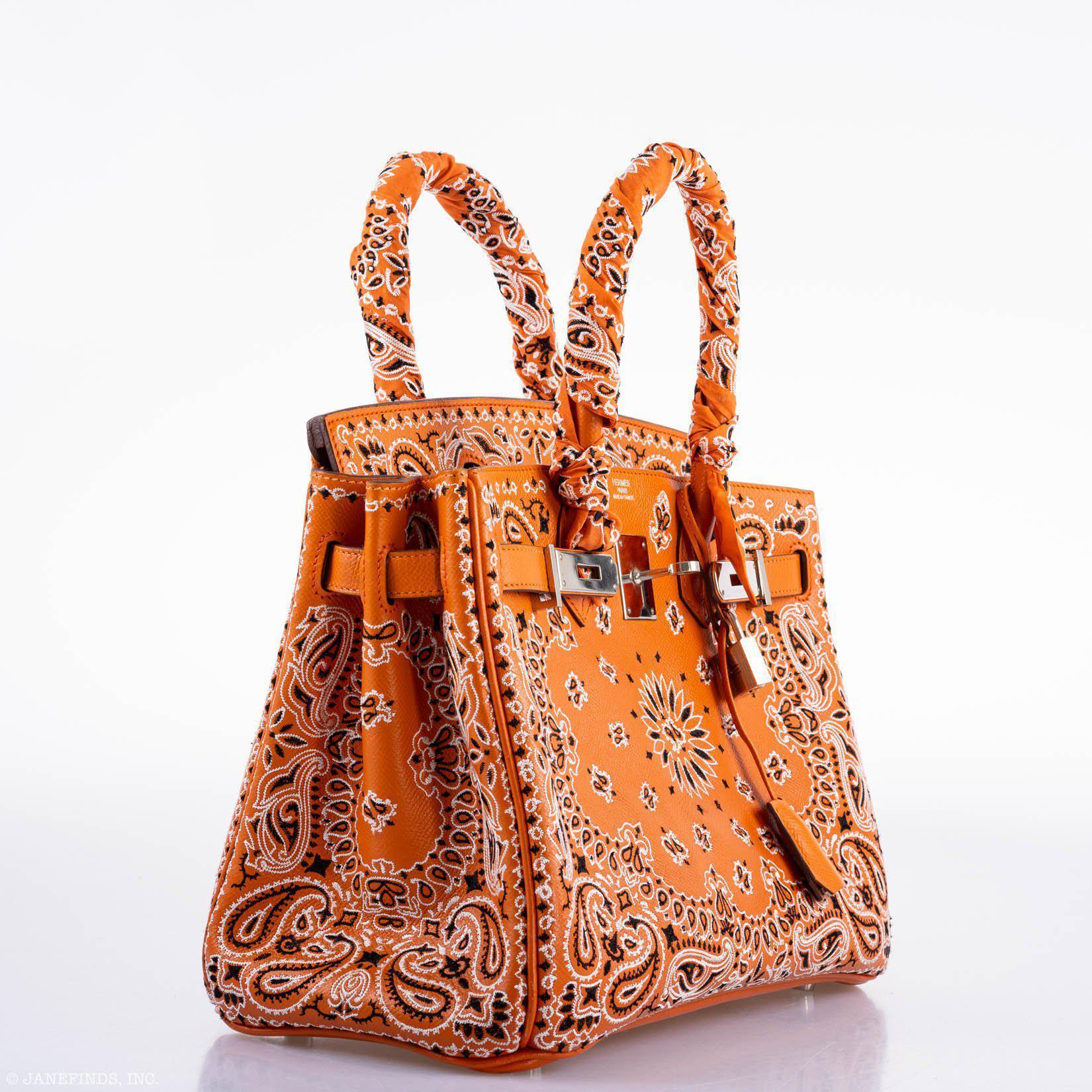 Jay Ahr Vintage 2013 Hermès Birkin 30 Orange Epsom Bandana Embroidery "Rio de Janeiro"