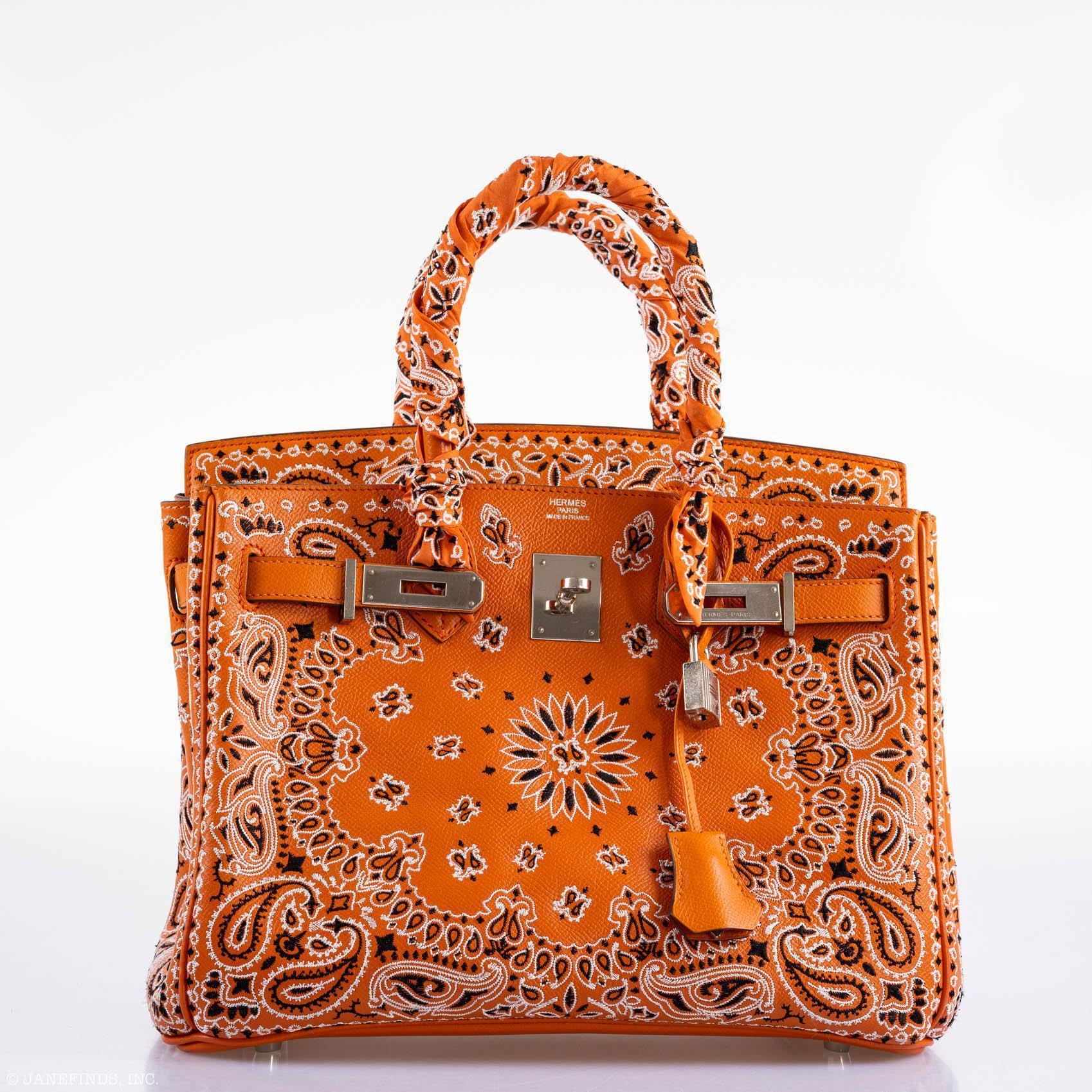 Jay Ahr Vintage 2013 Hermès Birkin 30 Orange Epsom Bandana Embroidery "Rio de Janeiro"