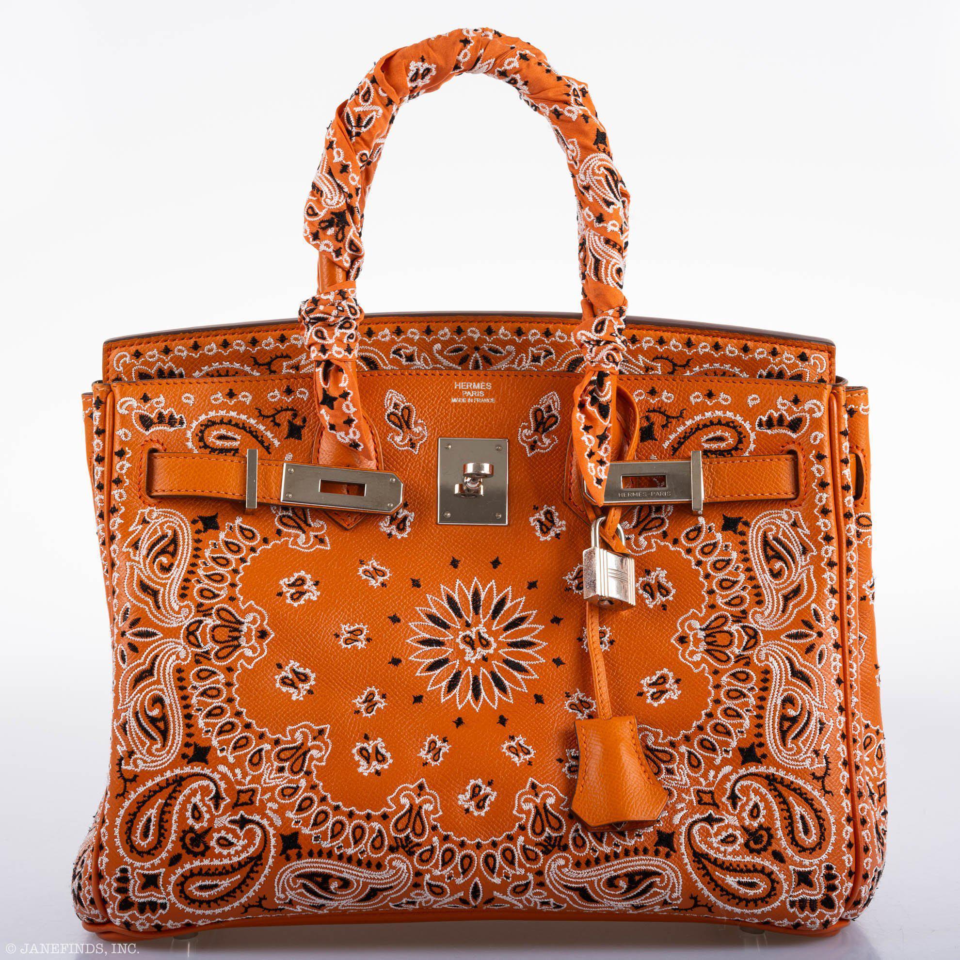 Jay Ahr Vintage 2013 Hermès Birkin 30 Orange Epsom Bandana Embroidery "Rio de Janeiro"