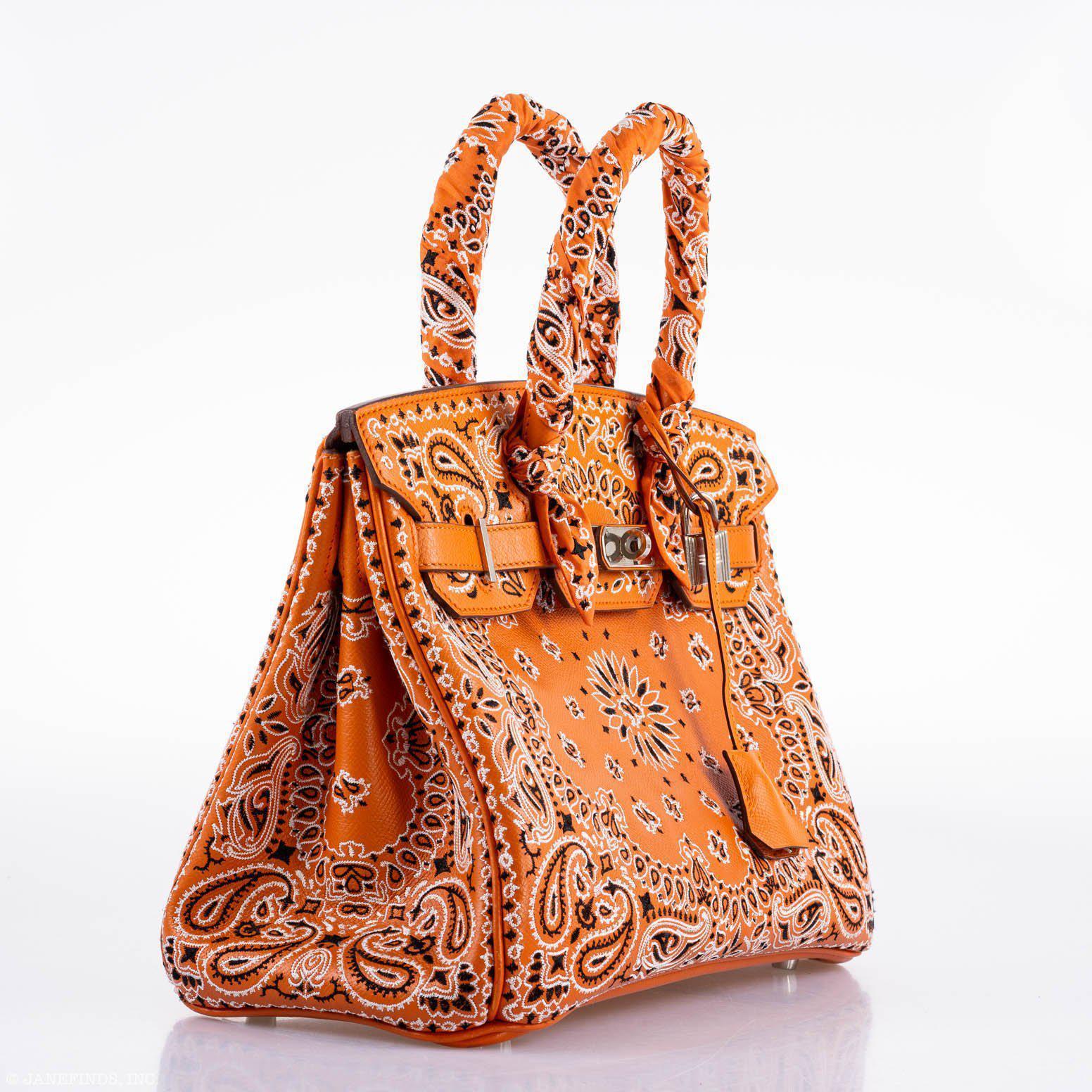 Jay Ahr Vintage 2013 Hermès Birkin 30 Orange Epsom Bandana Embroidery "Rio de Janeiro"