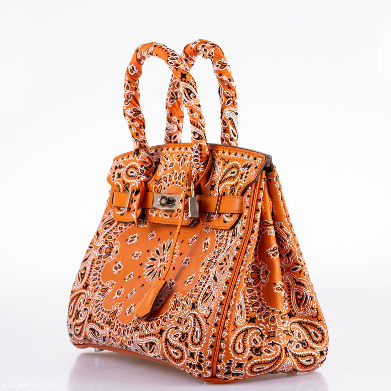 Jay Ahr Vintage 2013 Hermès Birkin 30 Orange Epsom Bandana Embroidery "Rio de Janeiro"