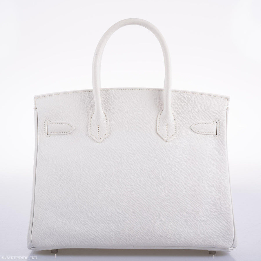 Vintage Hermès Birkin 30 White Epsom with Custom Feather Panel & Palladium Hardware