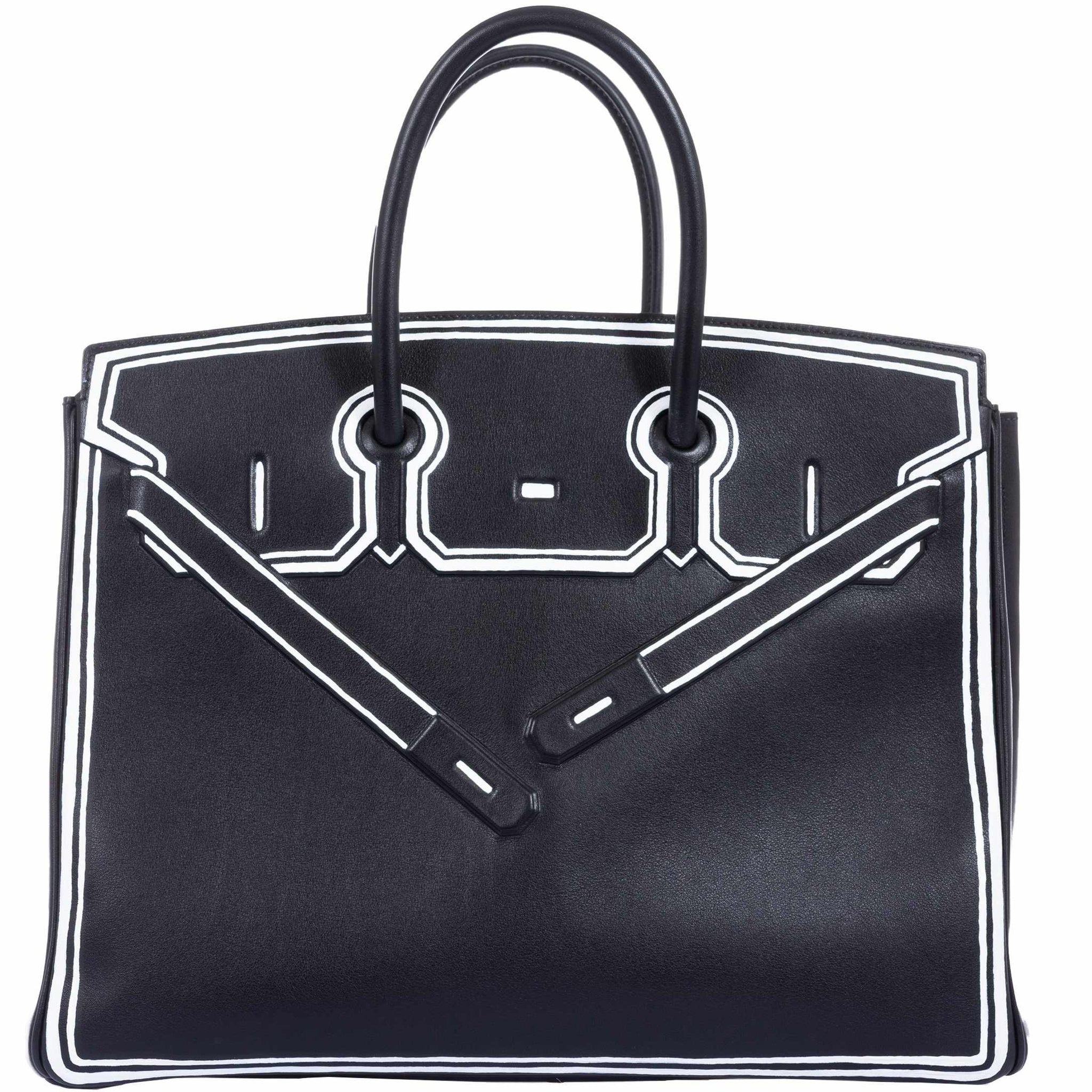 Hermes Birkin Shadow Clutch Bag Saw Black Black Swift Leather