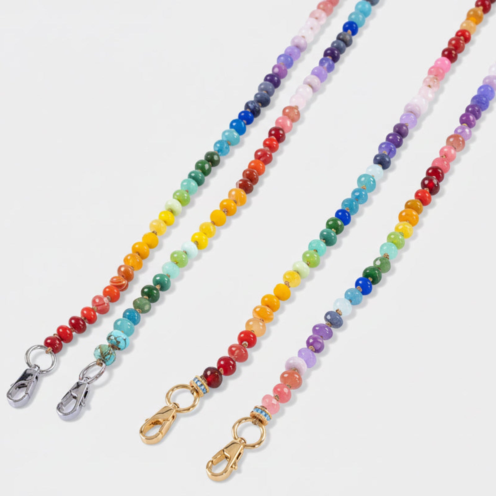 JaneFinds beaded semi-precious stone crossbody chains in multiple colorways