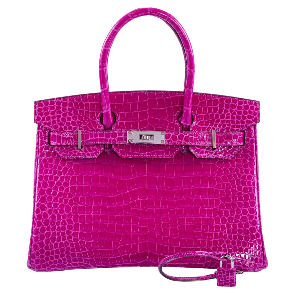 Hermès Birkin 30 HSS Rose Scheherazade Porosus Crocodile, Cassis Interior Palladium Hardware