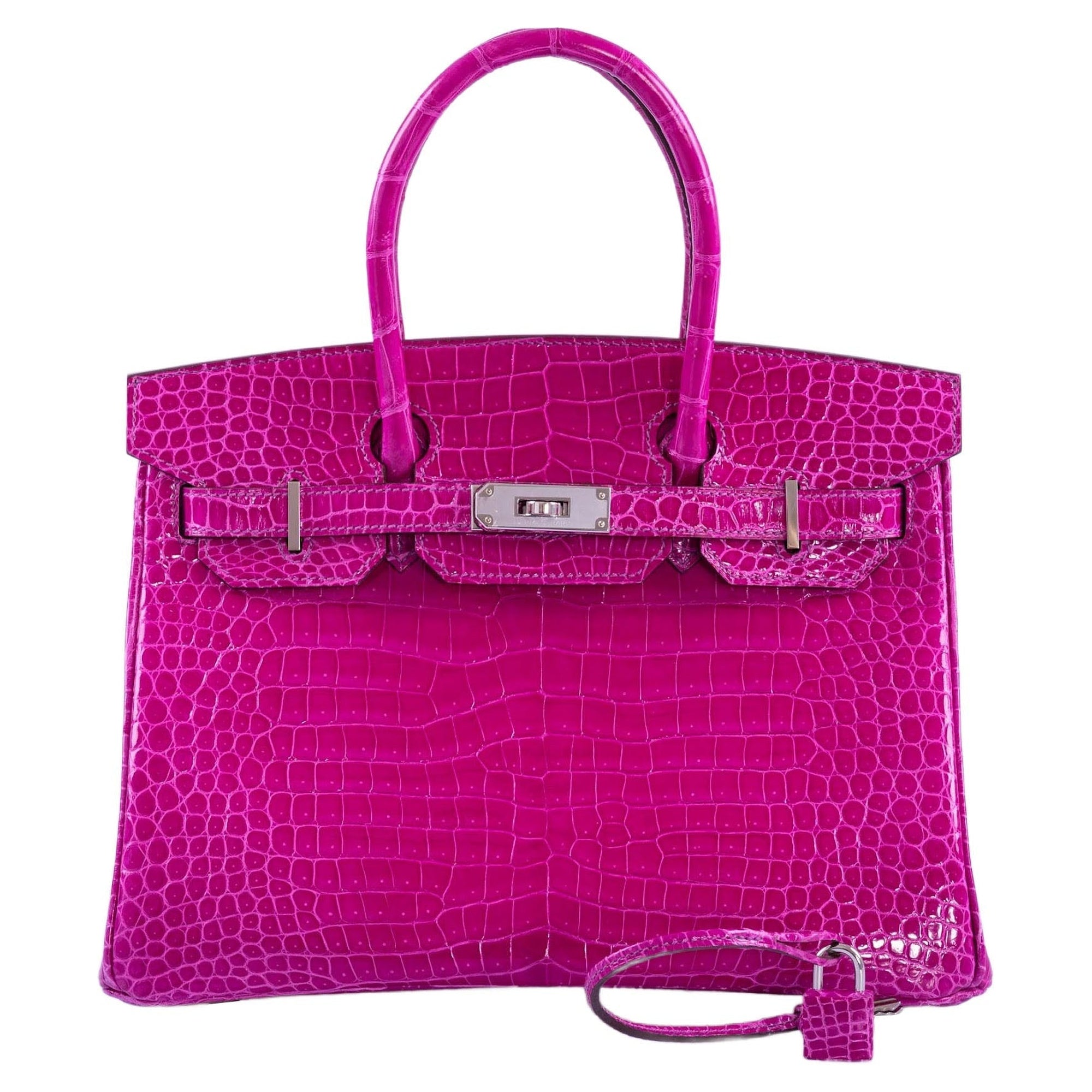 Hermès Birkin 30 HSS Rose Scheherazade Porosus Crocodile, Cassis Interior Palladium Hardware