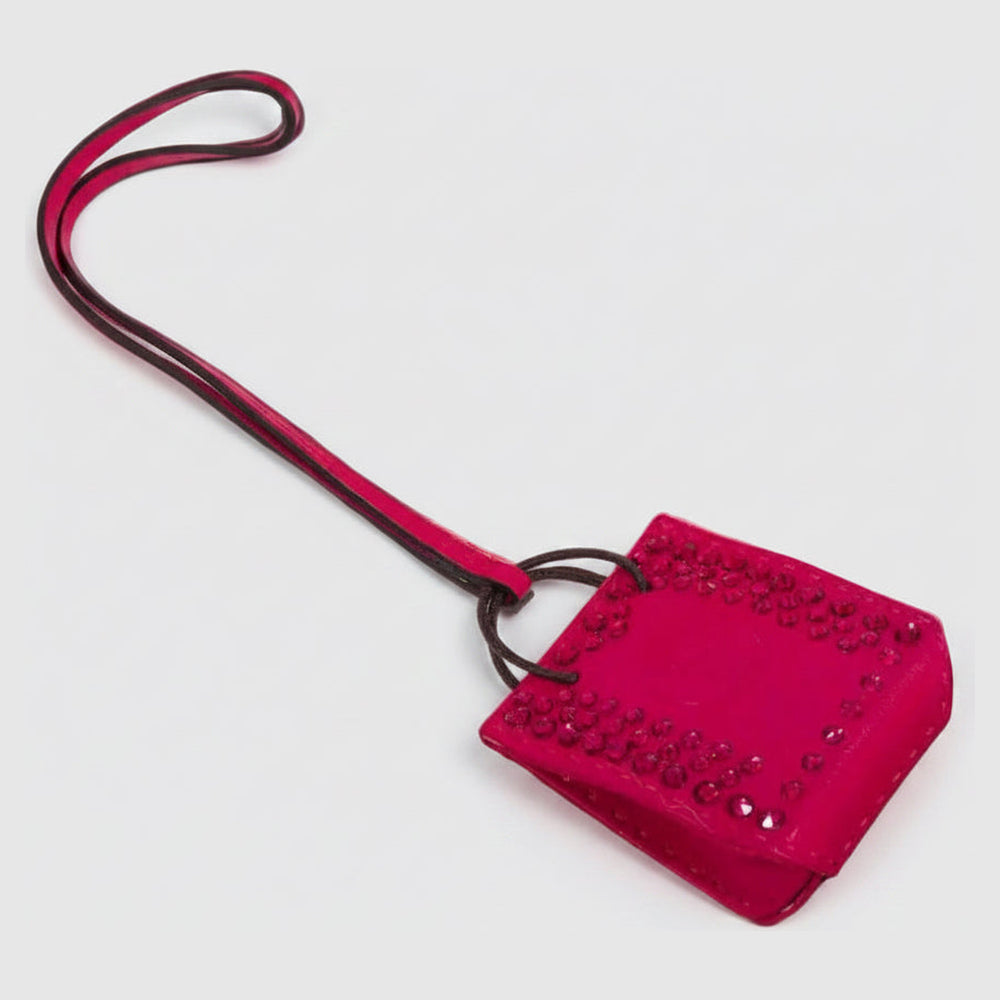 Hermès Milo Lambskin Swift Shopping Bag Charm Rose Mexico Custom Swarovski