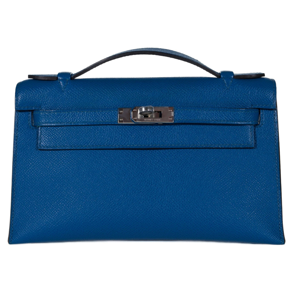 Hermès Kelly Mini Pochette Bleu Izmir Epsom Palladium Hardware