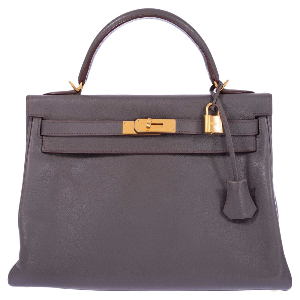 Hermès Kelly 32 Retourne Etain Togo Gold Hardware