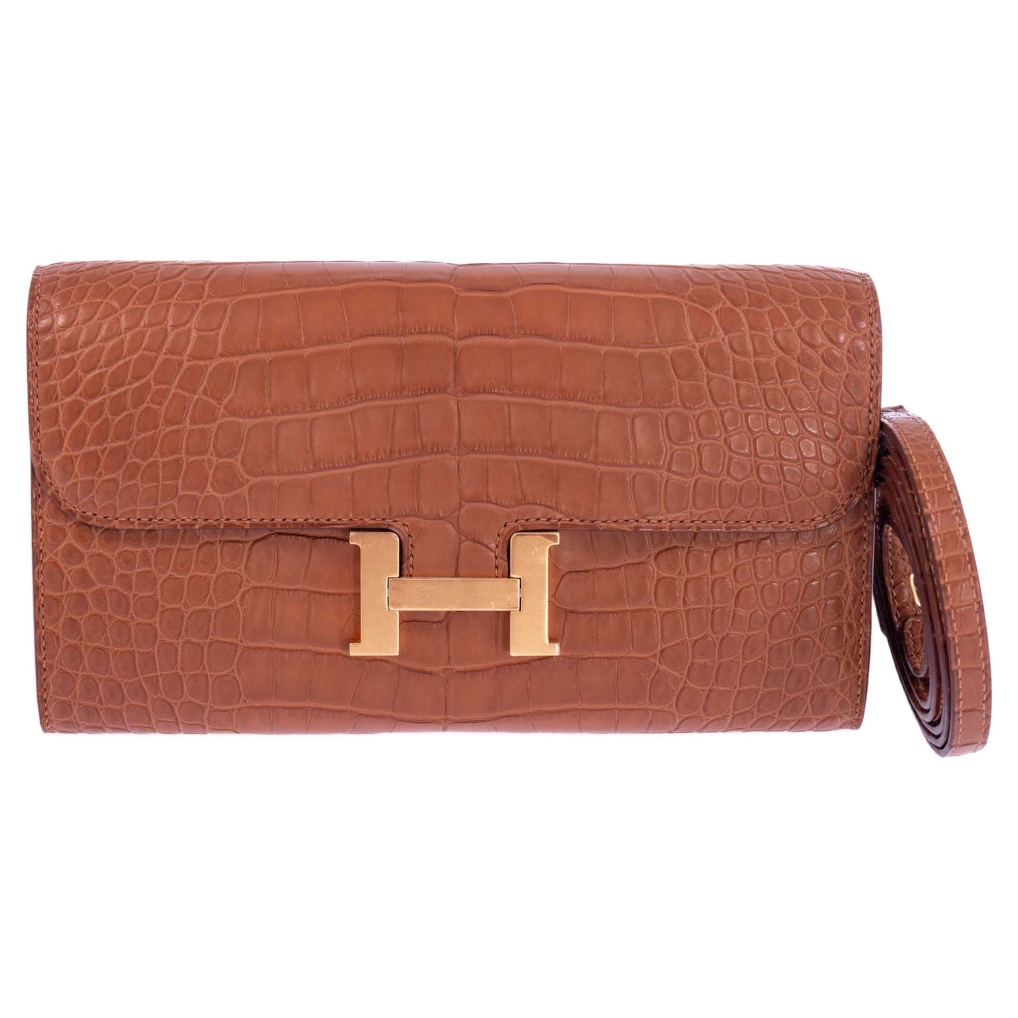 Hermès Constance Long Wallet Gold Matte Alligator Gold Hardware