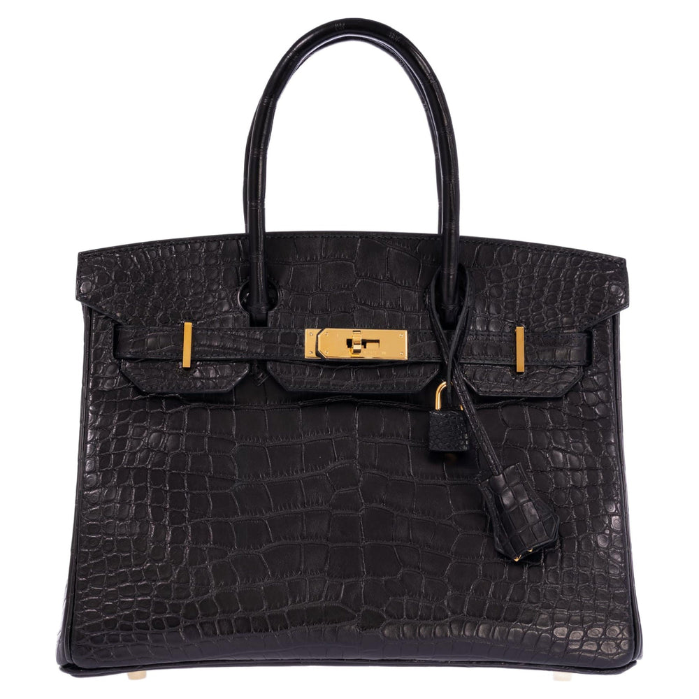 Hermès Birkin 30 Black Matte Alligator Gold Hardware