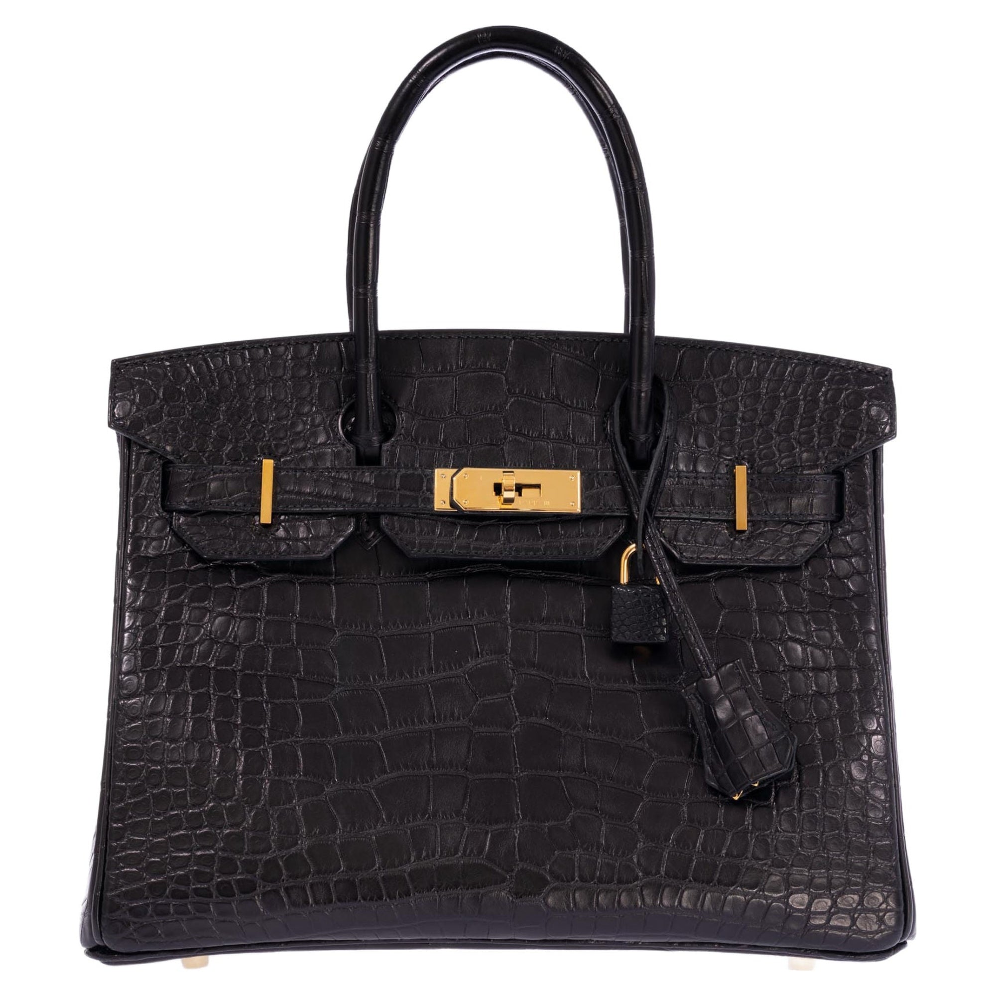 Hermès Birkin 30 Black Matte Alligator Gold Hardware