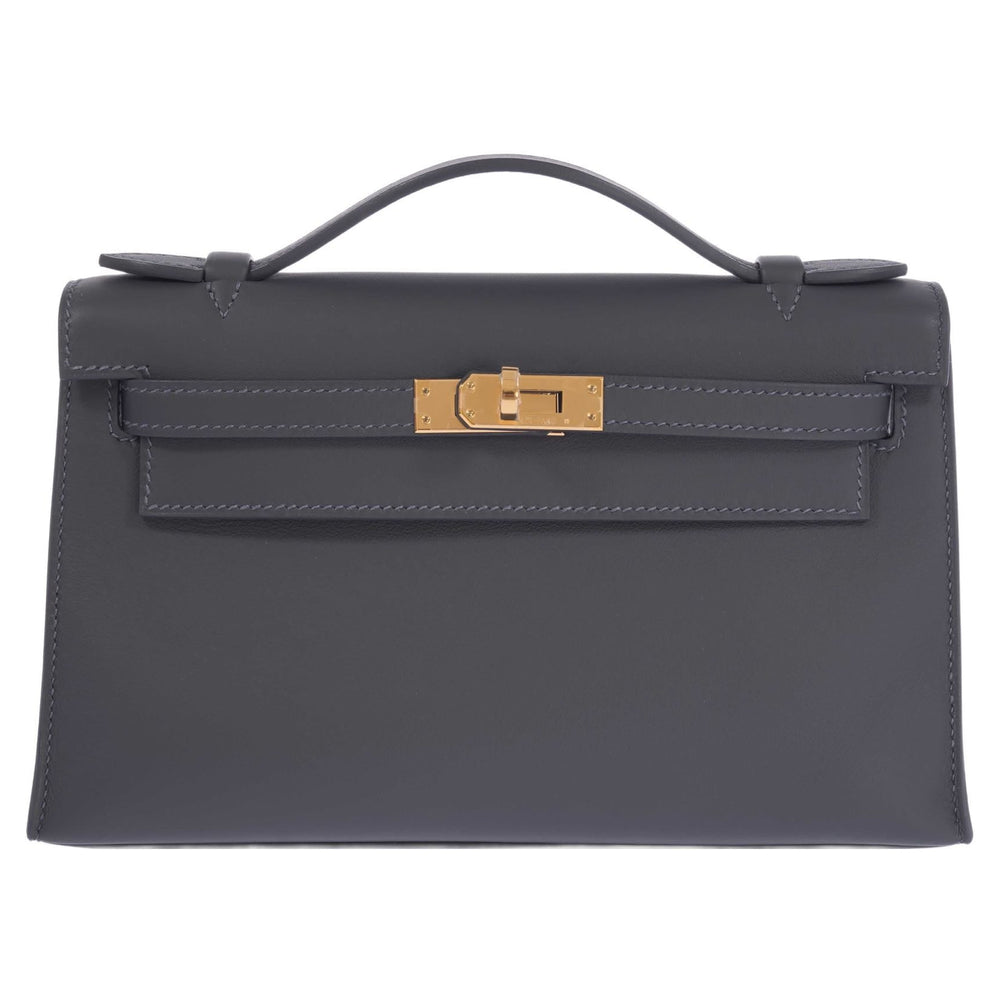 Hermès Kelly Pochette Ardoise Swift Gold Hardware