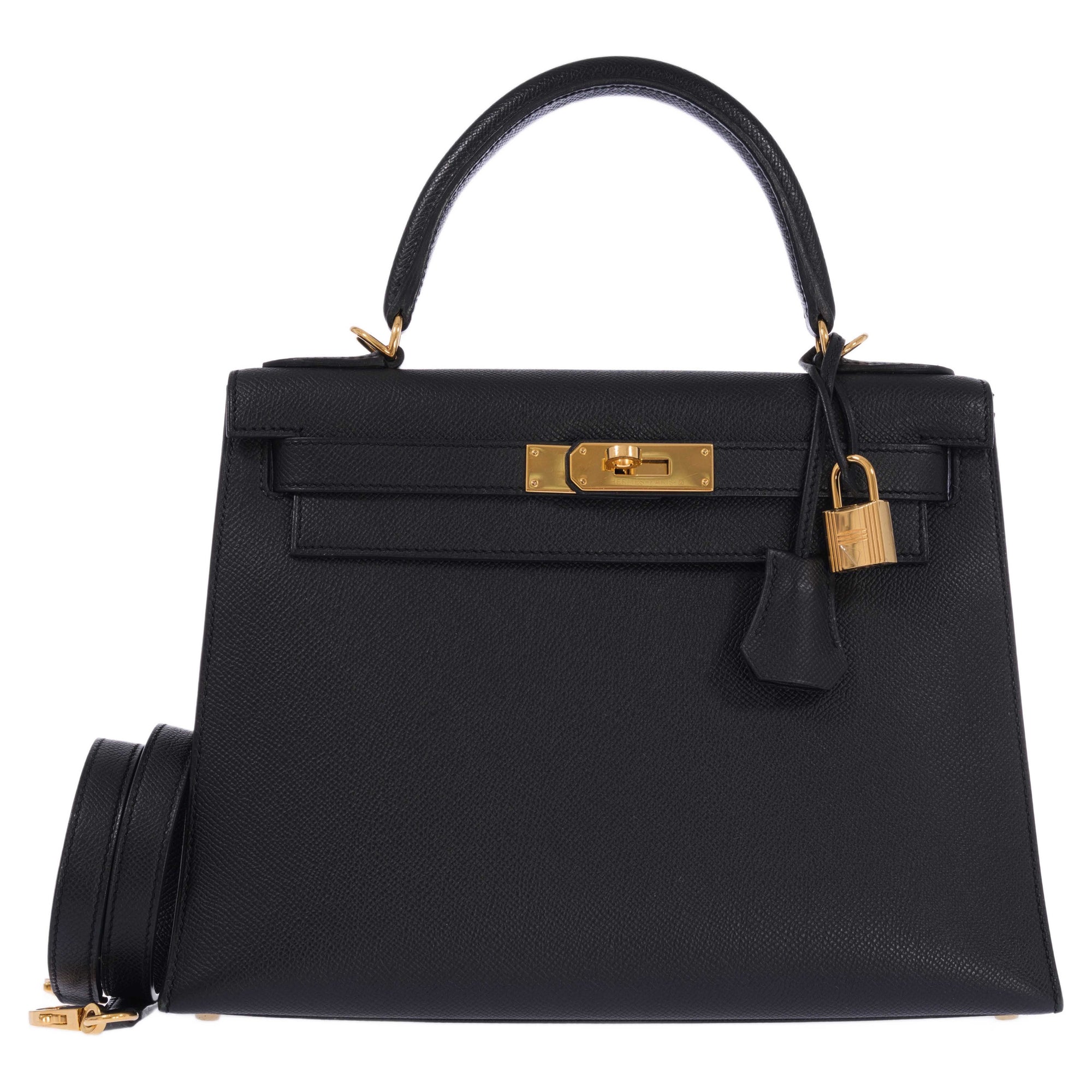 Hermès Kelly 28 Sellier Noir Epsom Gold Hardware
