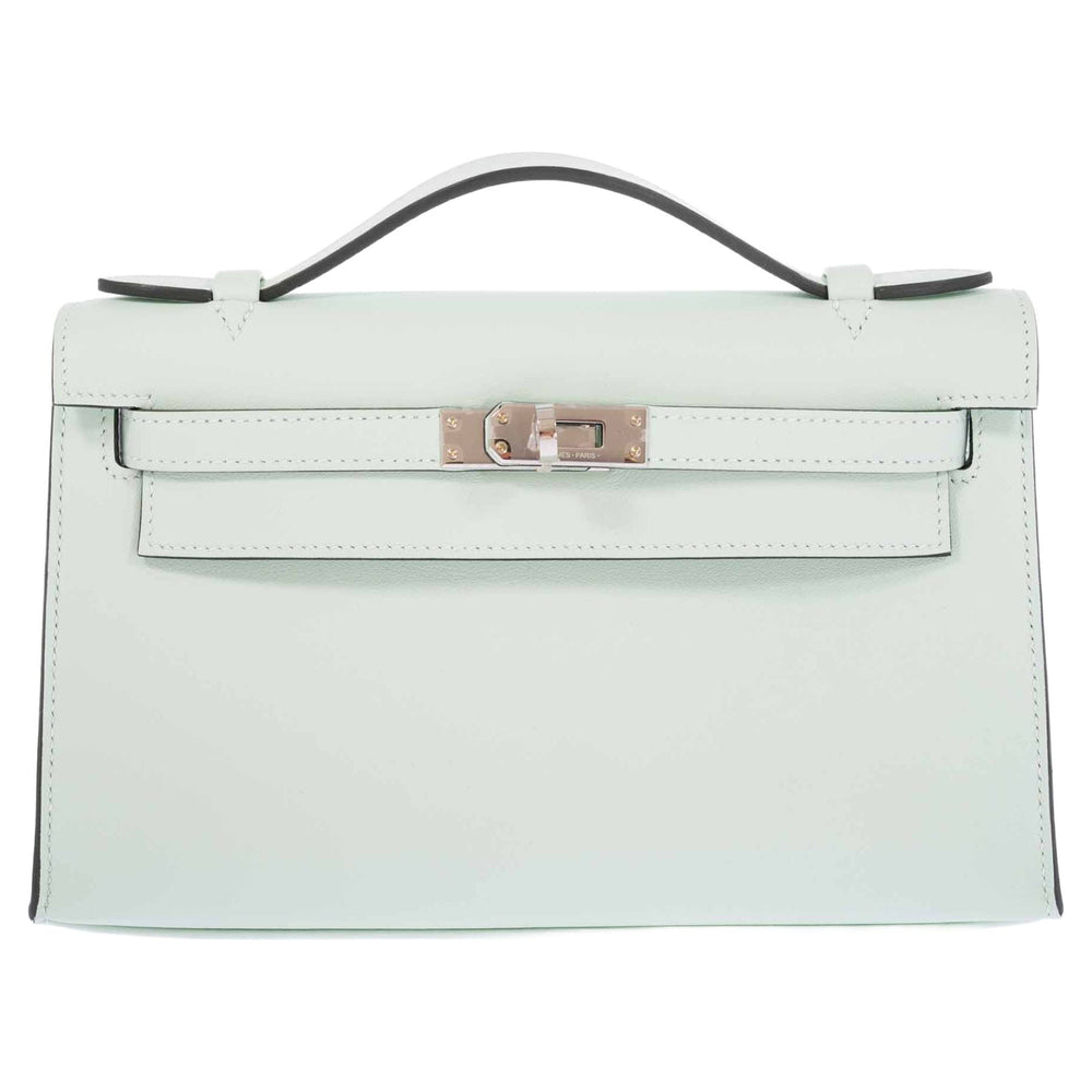 Hermès Kelly Mini Pochette Vert Peppermint Swift Palladium Hardware