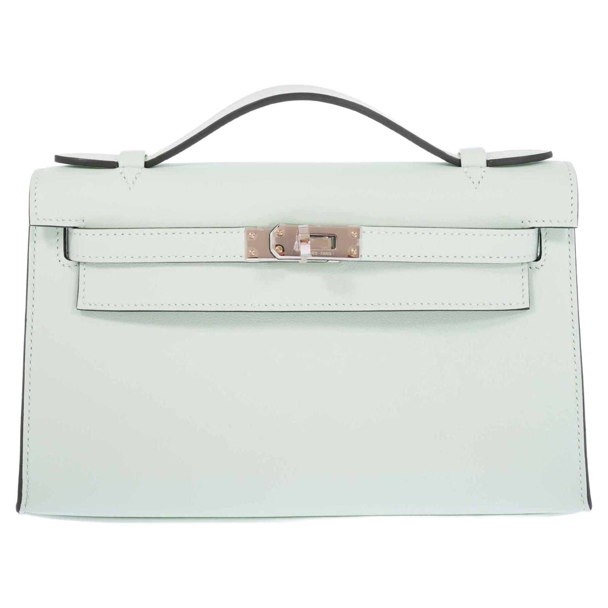 Hermès Kelly Mini Pochette Vert Peppermint Swift Palladium Hardware