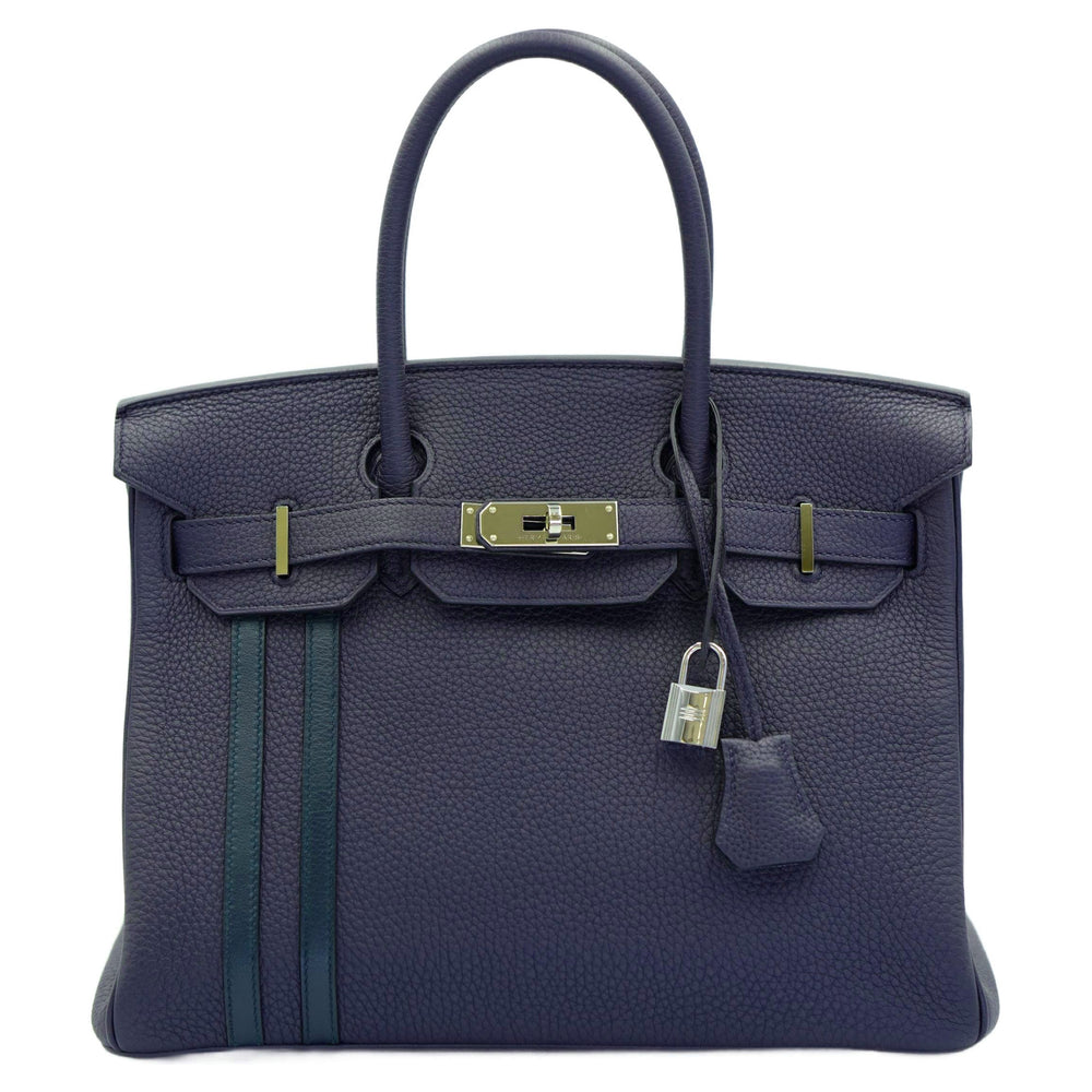 Hermès Birkin 30 Officier Bleu Nuit Vert Cyprès Togo Swift Palladium Hardware