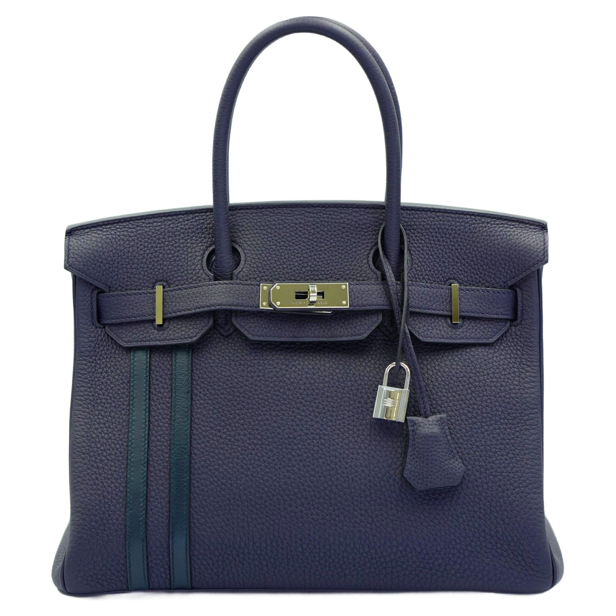 Hermès Birkin 30 Officier Bleu Nuit Vert Cyprès Togo Swift Palladium Hardware