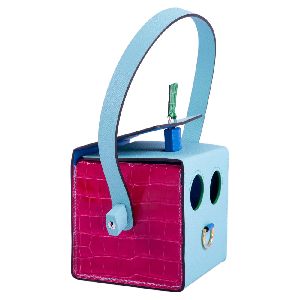 Hermès petit h Robot Buddy Bag in Turquoise Epsom with Blue