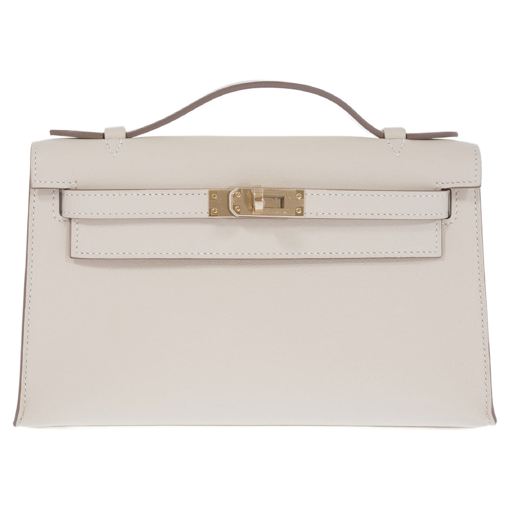 Hermès Kelly Pochette Craie Swift with Permabrass Hardware