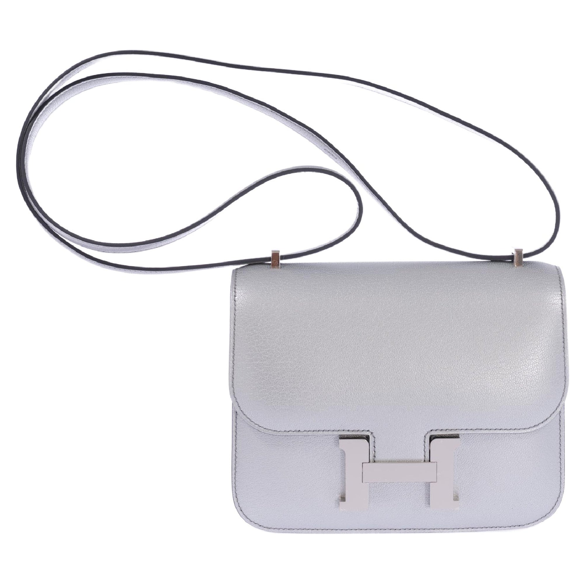 Hermès Mini Constance 18 Silver Metallic Chevre Palladium Hardware