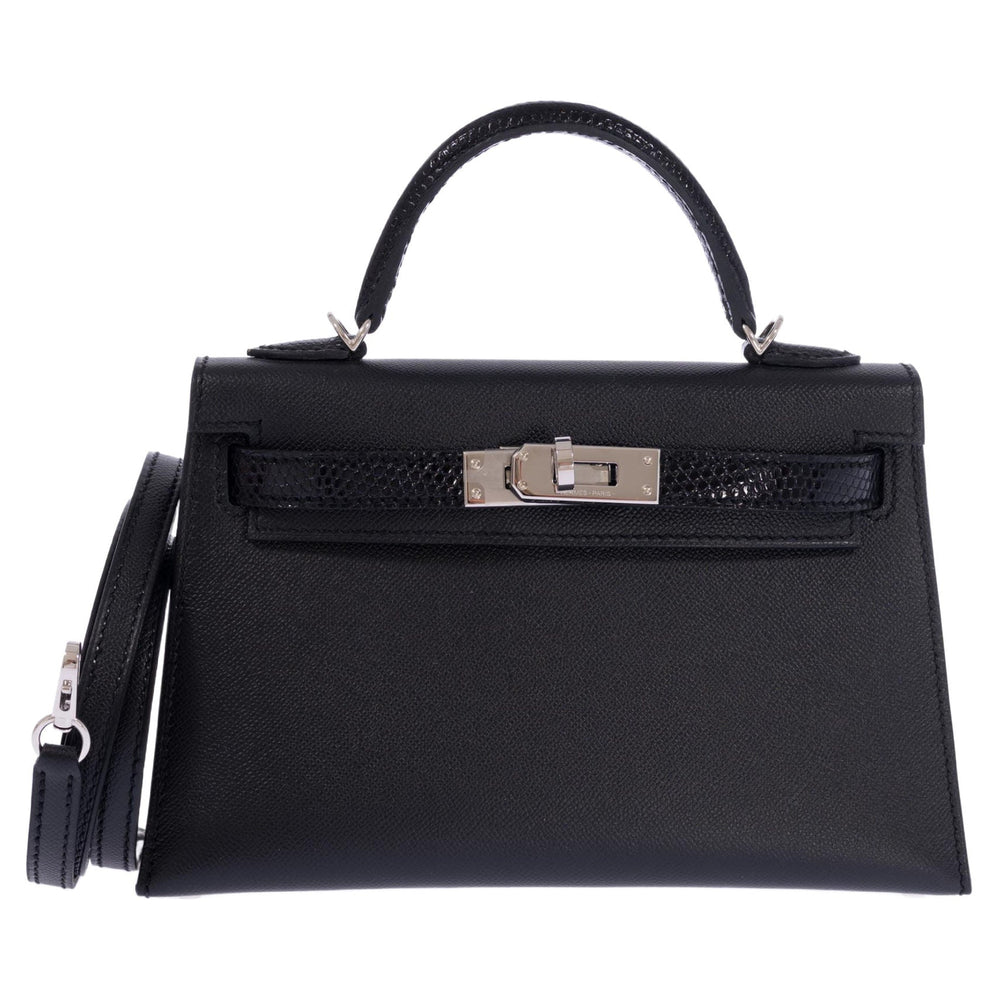 Hermès Kelly 20 Mini II Touch Sellier Black Madame & Lizard Palladium Hardware