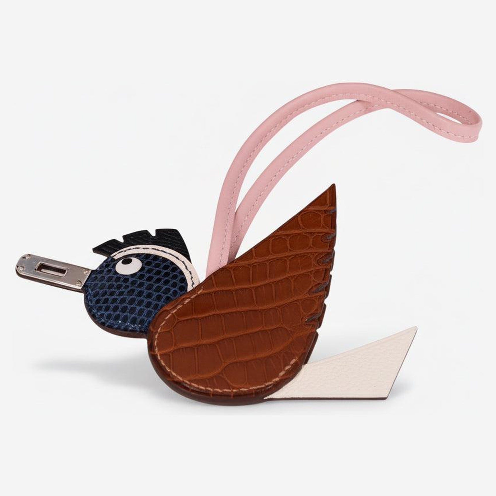 Hermès Birdy Bag Charm Fauve Matte Alligator Blue Lizard Rose