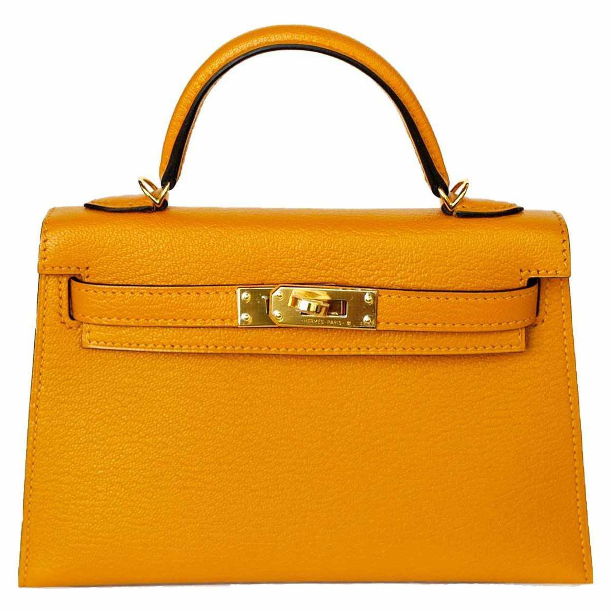 Hermès Kelly 20 Sellier Moutarde Chevre Mysore Gold Hardware