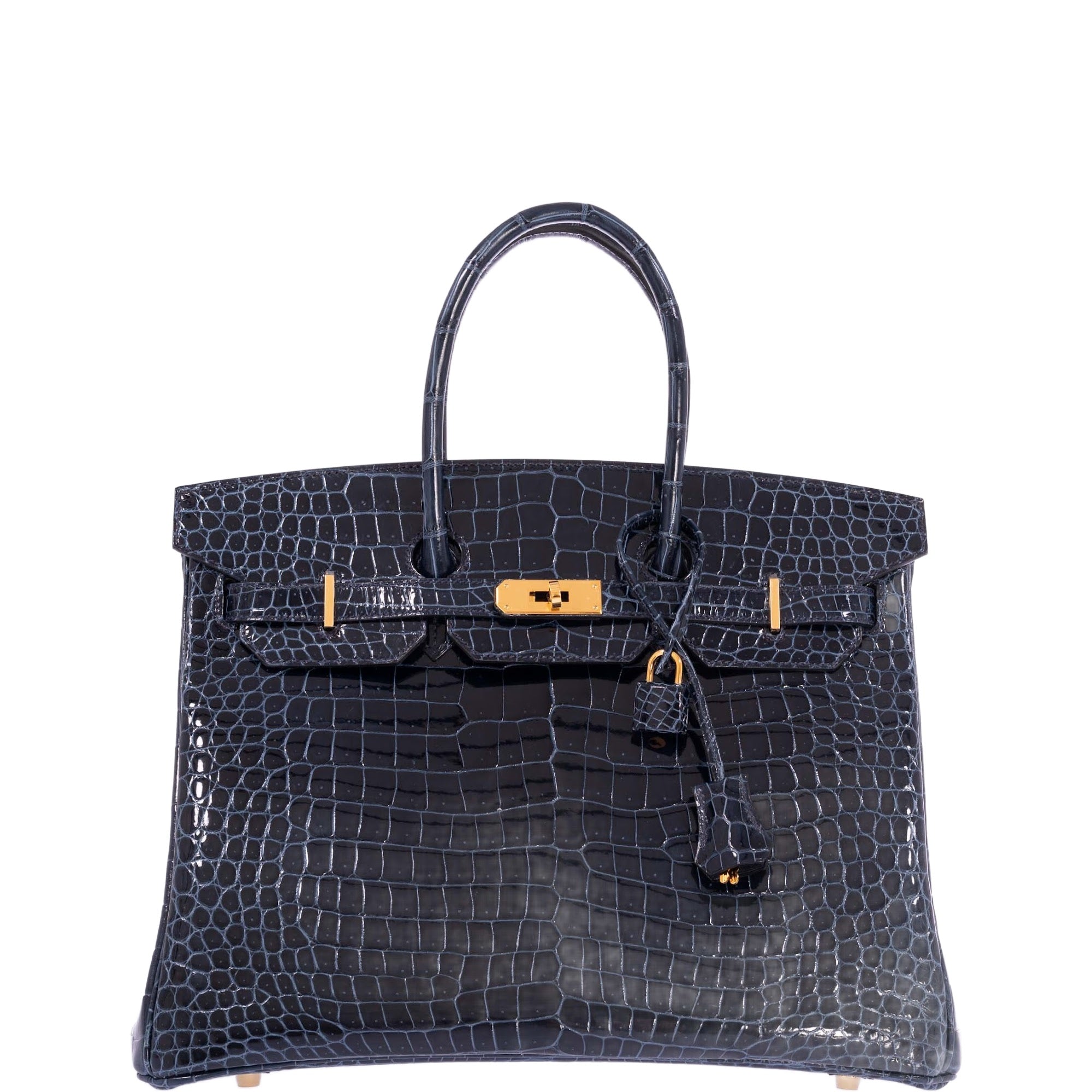 Hermès Birkin 35 Bleu Baltique Shiny Porosus Crocodile Gold Hardware