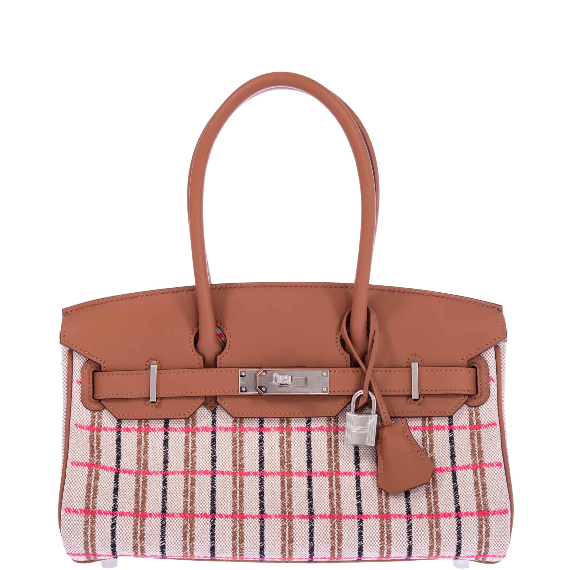 Hermès Birkin Shoulder Light 29 in Gold Evercolor and Embroidered Rose Pop, Black, Gold Toile Palladium Hardware