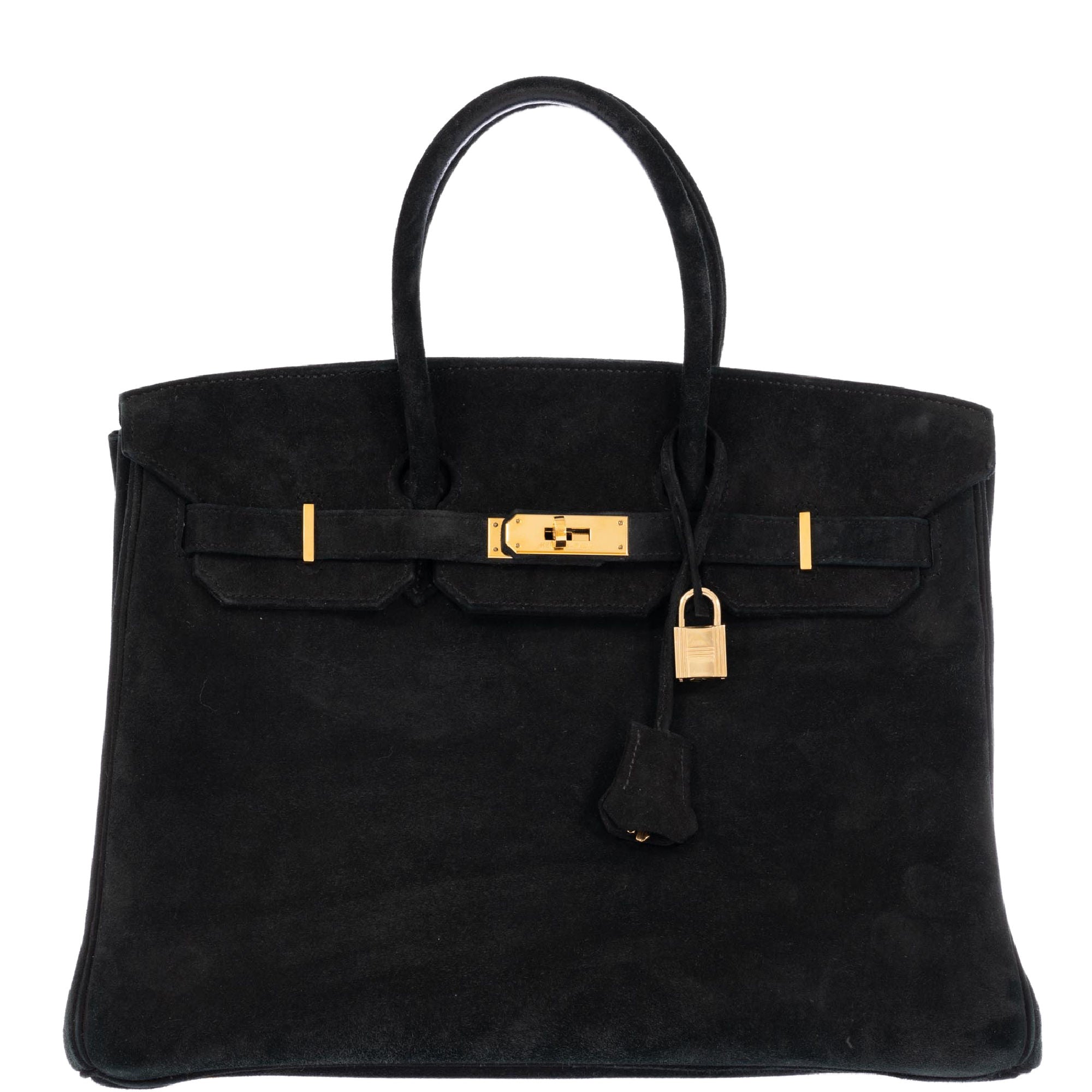 Hermès Birkin 35 Black Veau Velours Suede Gold Hardware