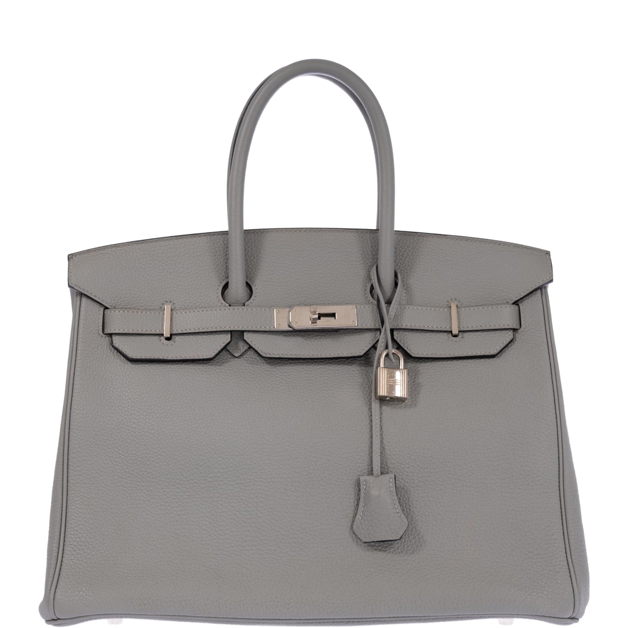 Hermès Birkin 35 HSS Bi-Color Gris Mouette & Vert Foncé Togo Palladium Hardware