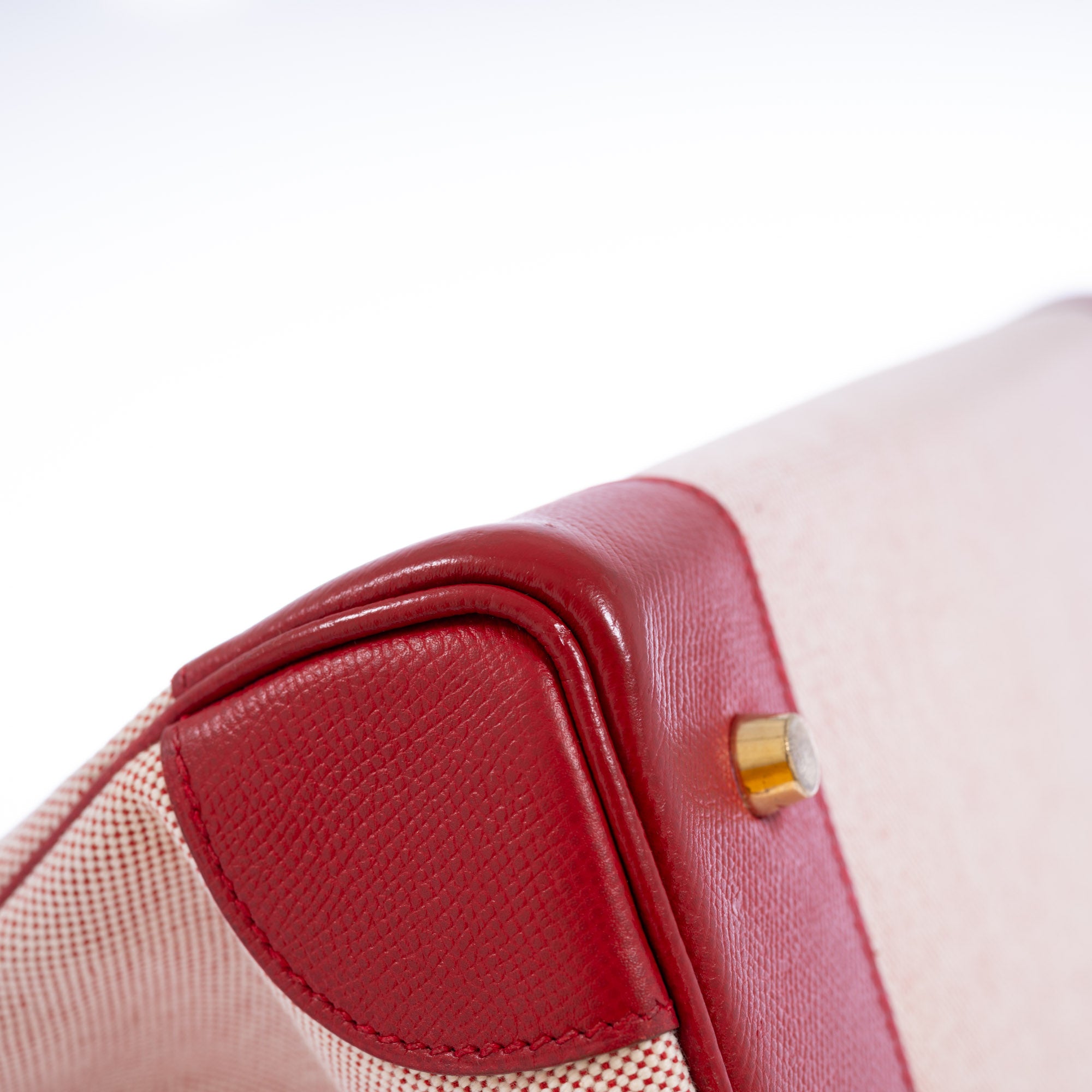 Hermès Birkin 40 Rouge Vif Toile and Courchevel with Gold Hardware