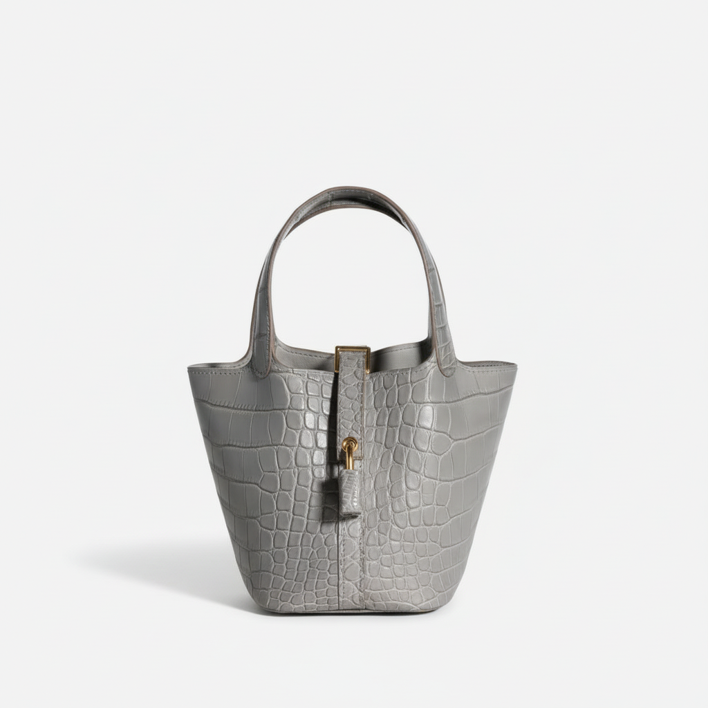 Hermès Micro Picotin Lock 14 Gris Perle Matte Alligator with Gold Hardware