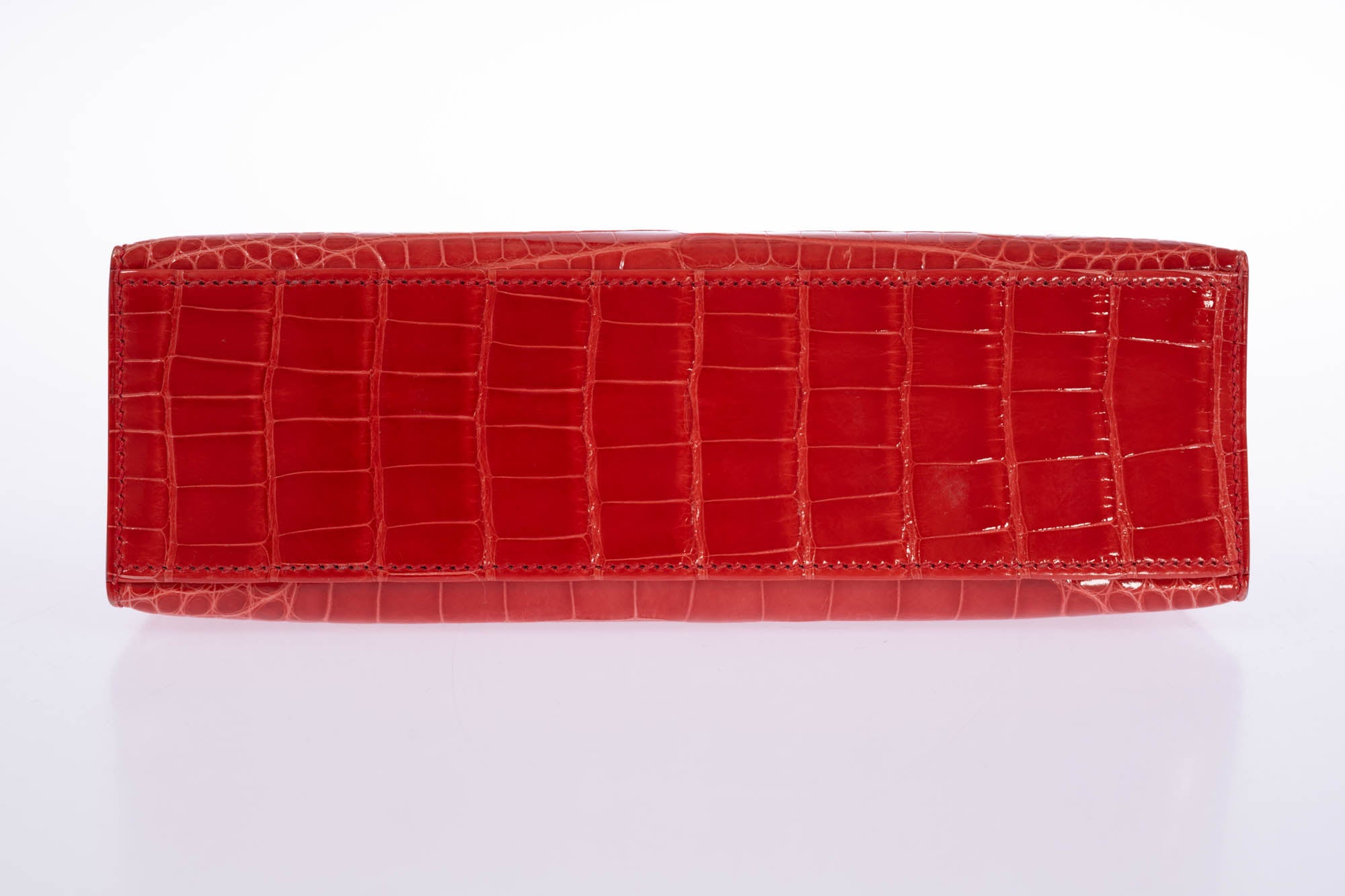 Hermès Kelly Pochette Rouge de Coeur Shiny Alligator Gold Hardware