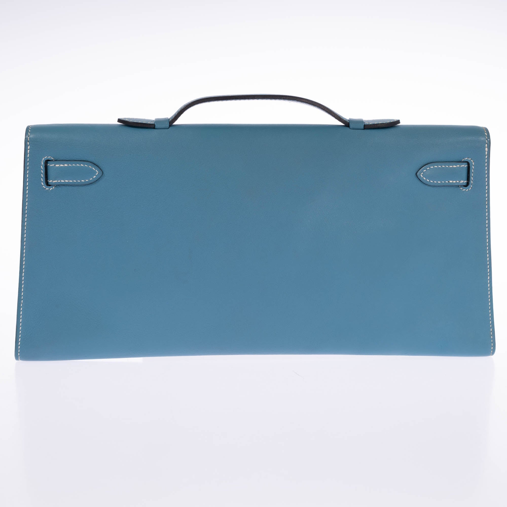 Hermès Kelly Longue Blue Jean Evergrain Palladium Hardware