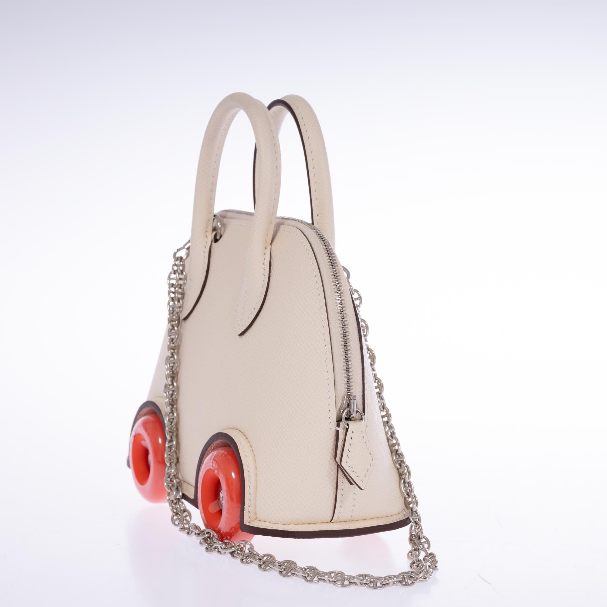 Hermès Mini Bolide 1923 On Wheels Craie Epsom Palladium Hardware