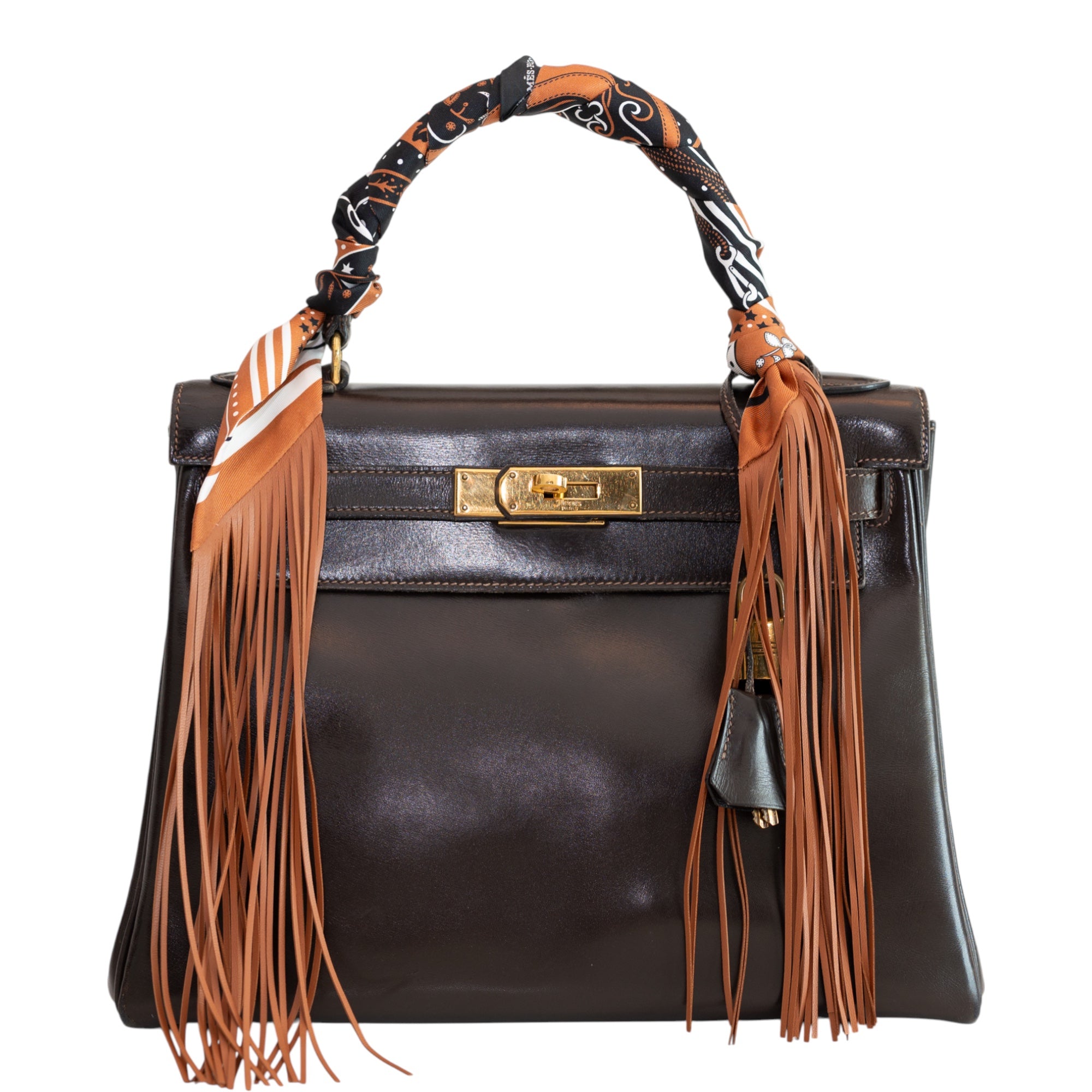 Vintage Hermès Kelly 28 Retourne Marron Foncé Box Calf Gold Hardware