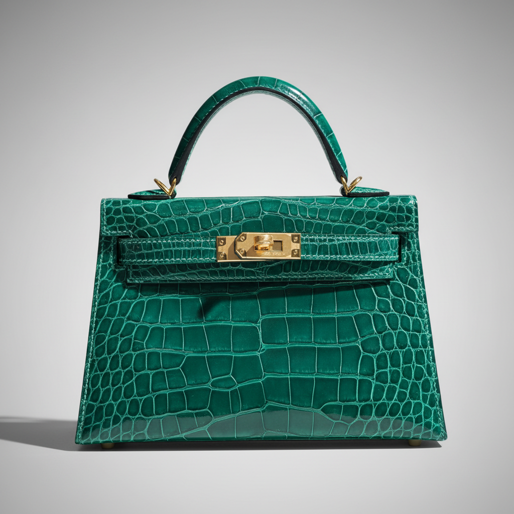 Hermès Mini Kelly II Sellier Vert Émeraude Shiny Alligator Gold Hardware