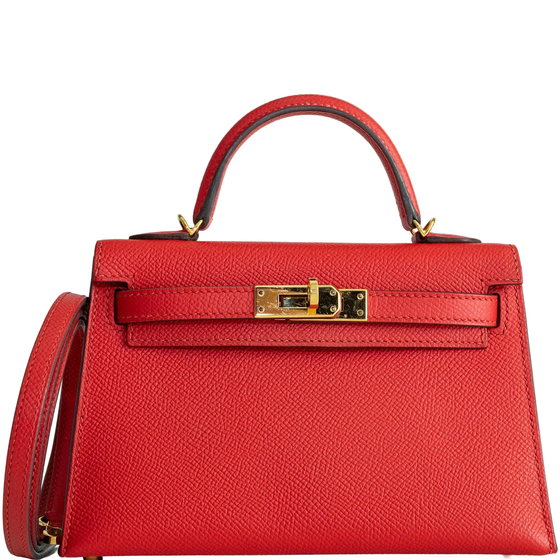 Hermès Mini Kelly II Sellier Rouge Tomate Epsom Gold Hardware