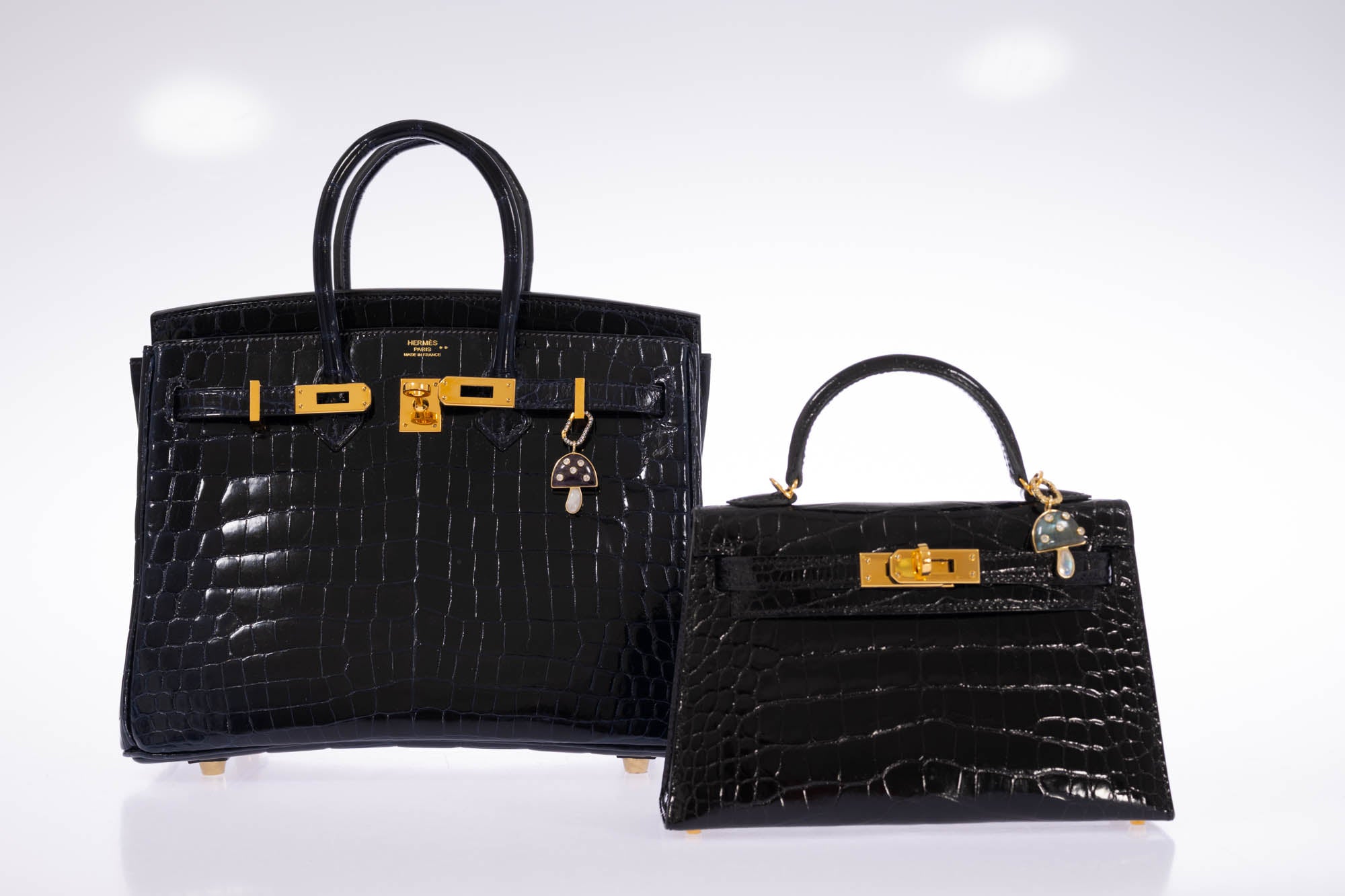 Hermès Kelly 20 Mini II Sellier Black Shiny Alligator Gold Hardware