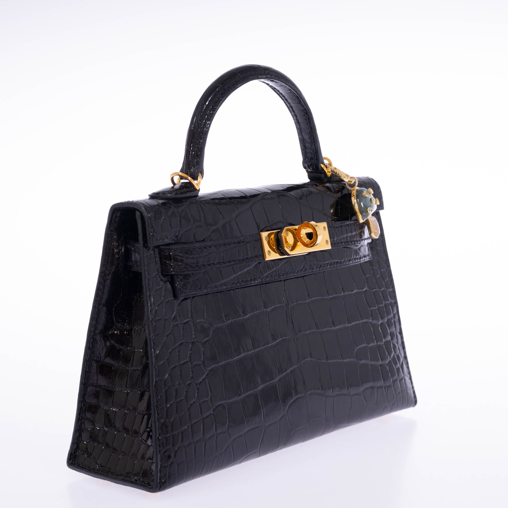 Hermès Kelly 20 Mini II Sellier Black Shiny Alligator Gold Hardware