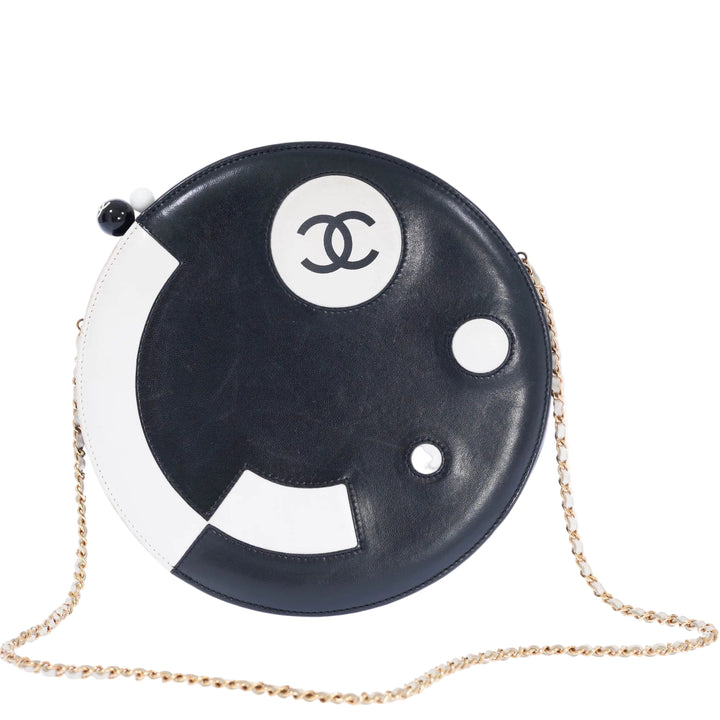 Chanel Disc Bag Black and White Lambskin Gold Hardware